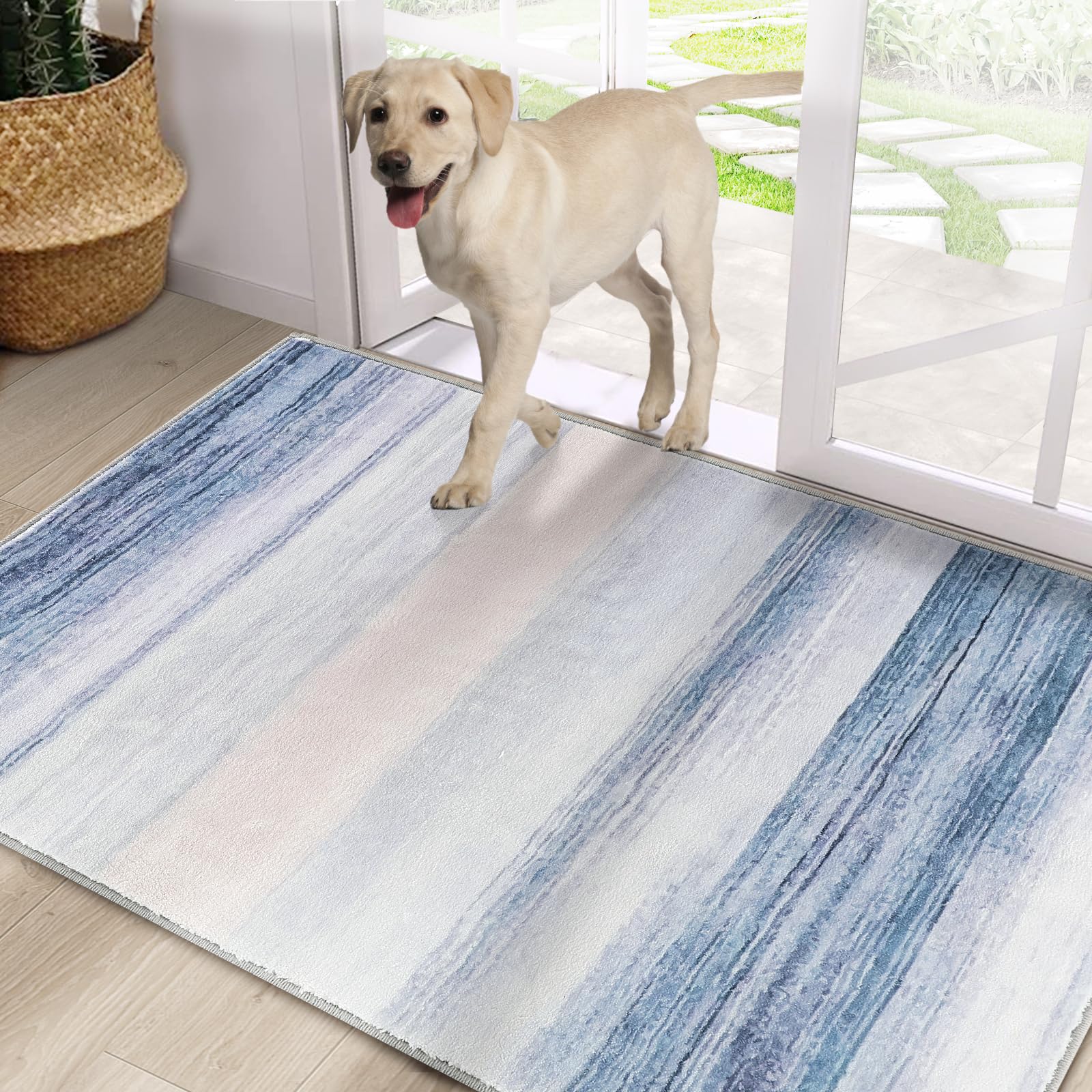 CRISTGEE Door Mat, Front Indoor Door Mat Faux Wool Non-Slip Entryway Rug Absorbent Abstract Throw Rug for Indoor Entrance Hallway Laundry Room, High Traffic Areas, 20X32 Inches, Gray Washable