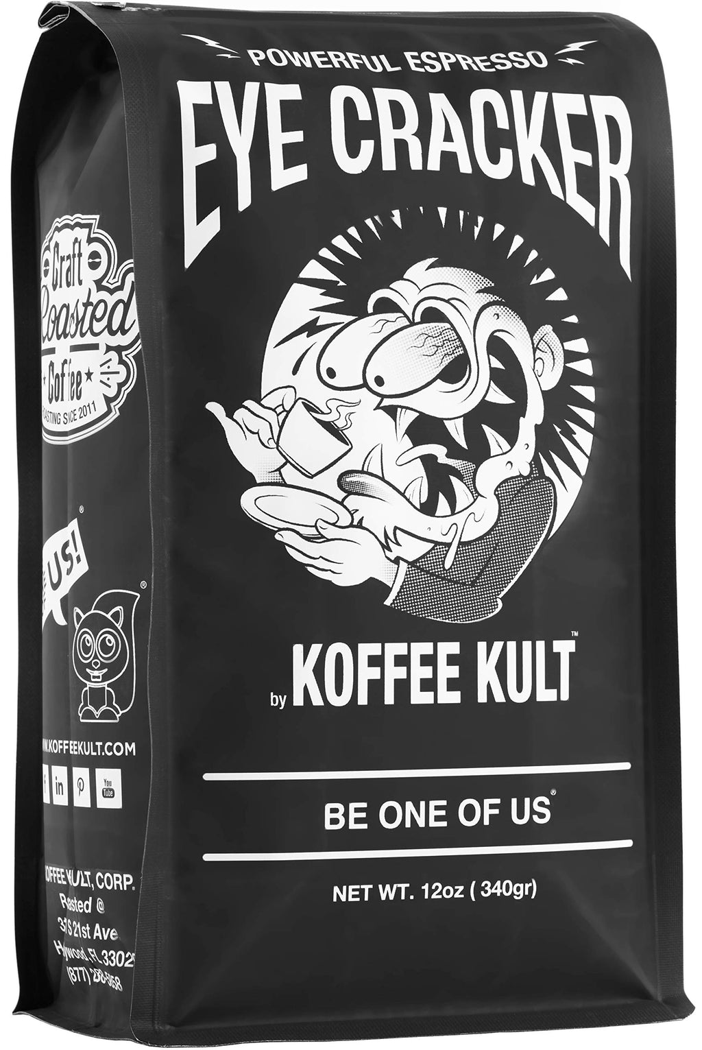 Koffee Kult Eye Cracker Espresso Coffee Beans - Bright, Bold Medium Roast with a Citrus Twist Coffee Crema - Artisan Roasted Fresh 100% Arabica Speciality Grade Coffee (Whole Bean, 32oz)