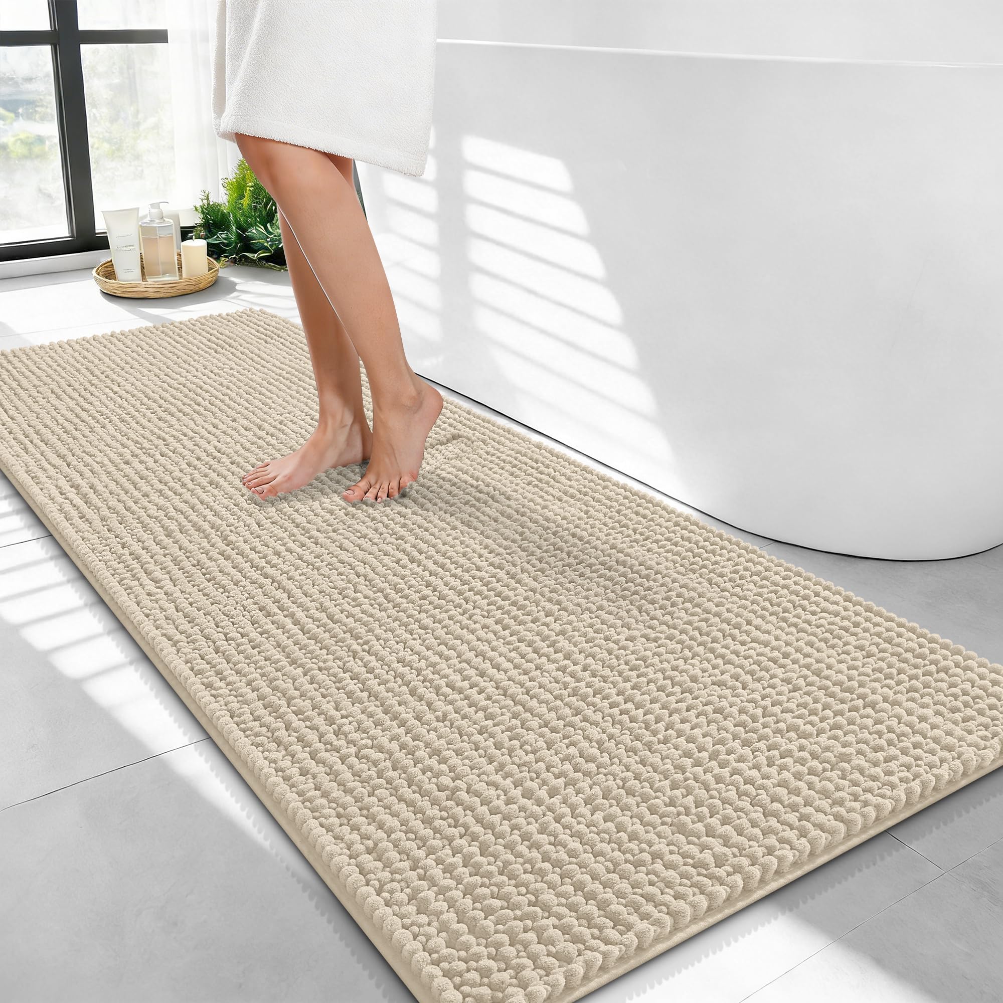 OLANLY Thick Bathroom Rugs 30x20, Extra Soft Absorbent Chenille Bath Rugs, Rubber Backing, Machine Wash Dry, Bath Mats for Bathroom Floor, Tub and Shower, Home Decor Accessories, Grey