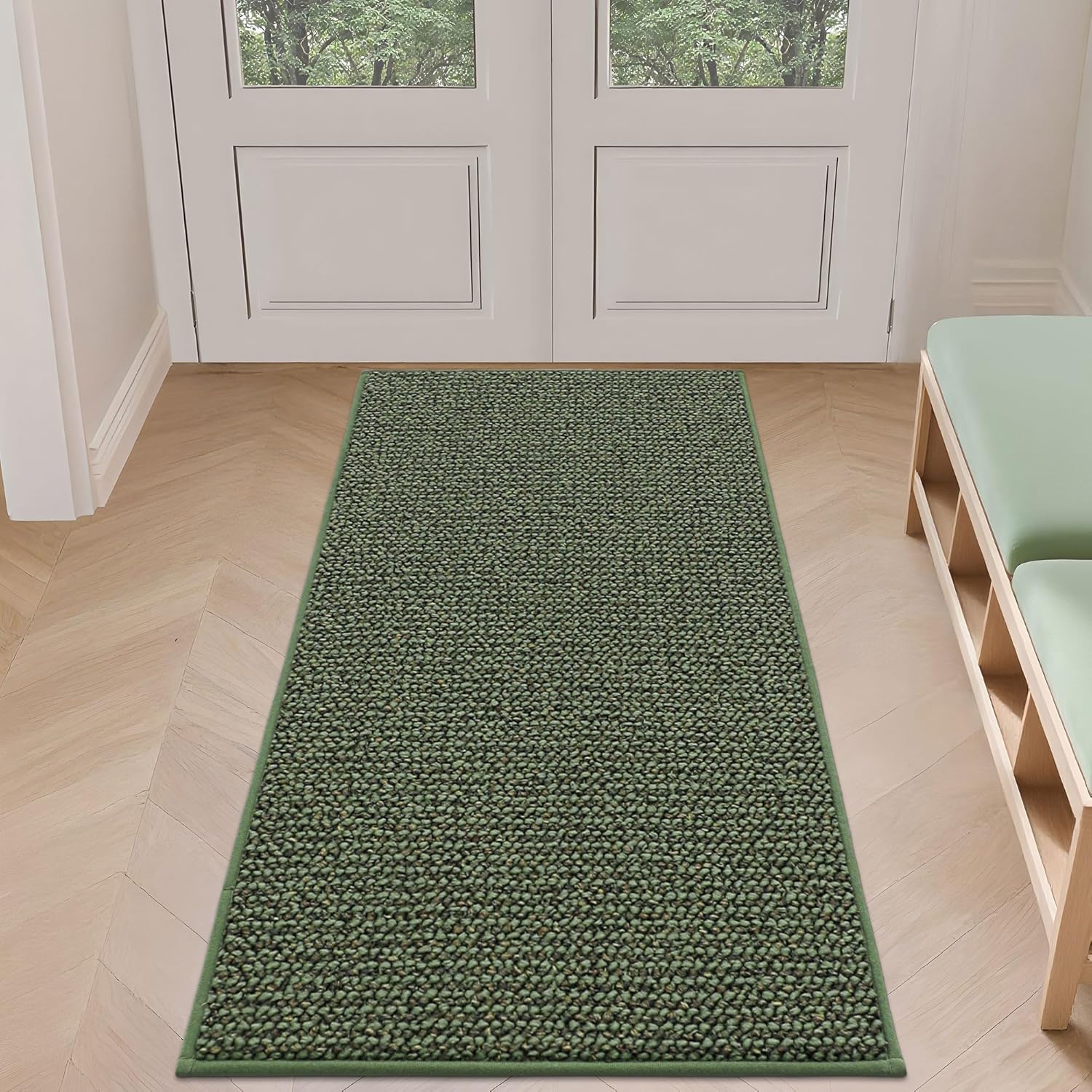 BEQHAUSE Dirt Trapper Door Mat 20" x 32", Non-Slip Washable Doormats Entrance Mat, Dirt Resistant and Absorbent Welcome Mat, Low Profile Floor Mats for Front Back Door and Entryway, Charcoal