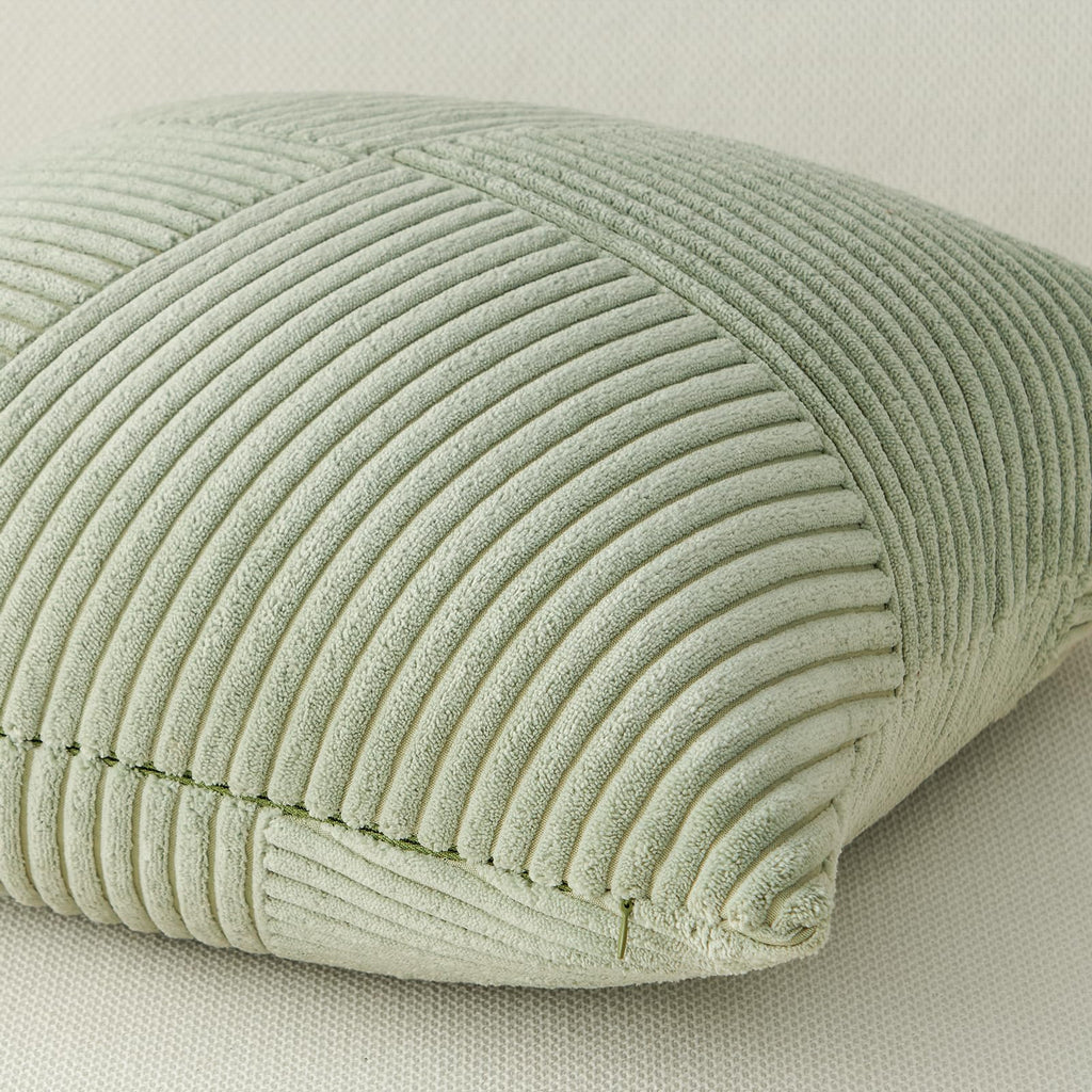 Topfinel Olive Green Decorative Throw Pillow Covers Set of 2 18x18 Inches for Couch Bed Sofa, Boho Aesthetic Home Decor, Soft Corduroy Striped Patchwork Windmill Textured Cushion Cases 45x45 cm