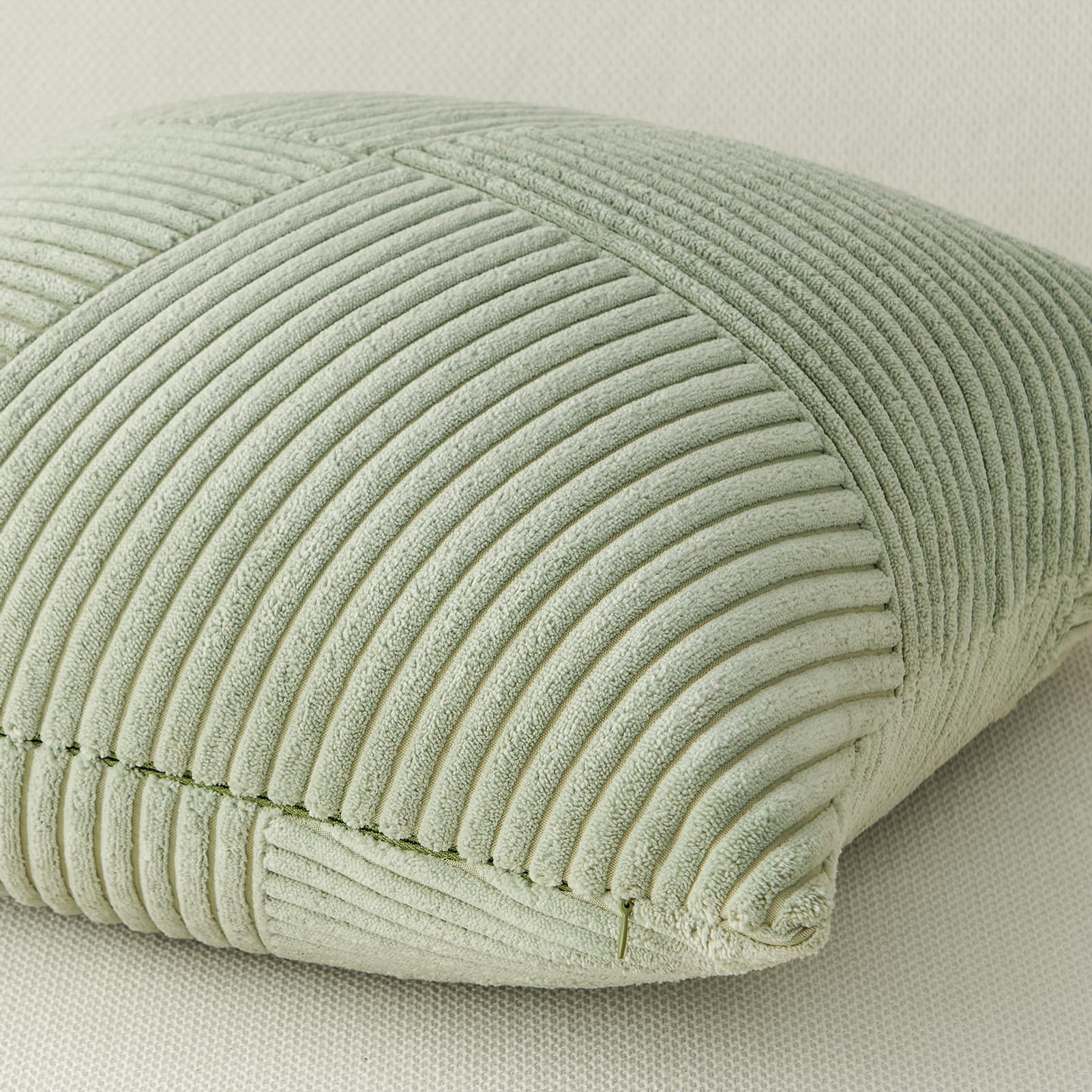 Topfinel Olive Green Decorative Throw Pillow Covers Set of 2 18x18 Inches for Couch Bed Sofa, Boho Aesthetic Home Decor, Soft Corduroy Striped Patchwork Windmill Textured Cushion Cases 45x45 cm