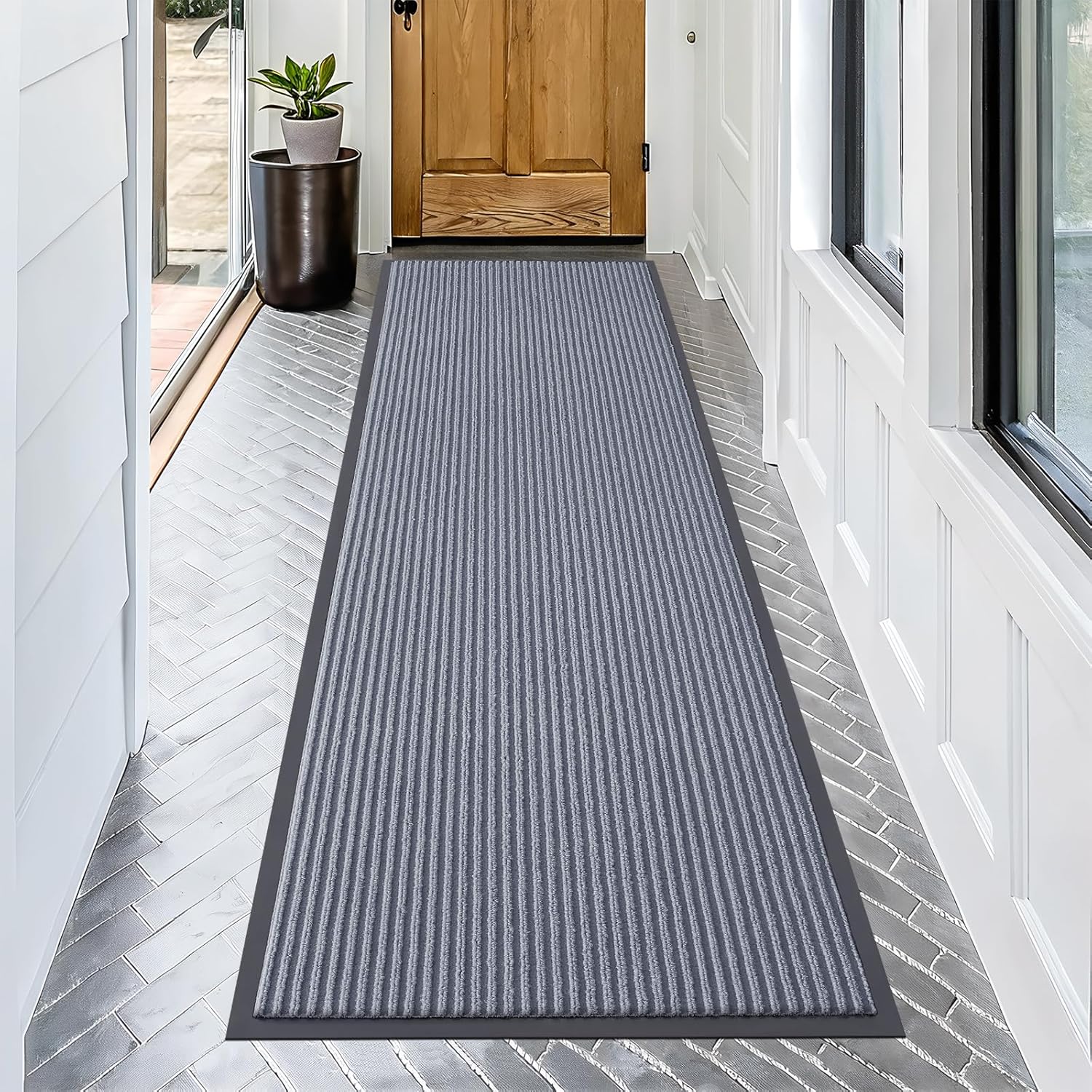 OLANLY Front Door Mat Indoor Outdoor Entrance, Waterproof Heavy Duty Doormat, Fade Resistant, Low Profile, Easy Clean Patio Porch Welcome Floor Mats for Entry, 29.5x17, Beige