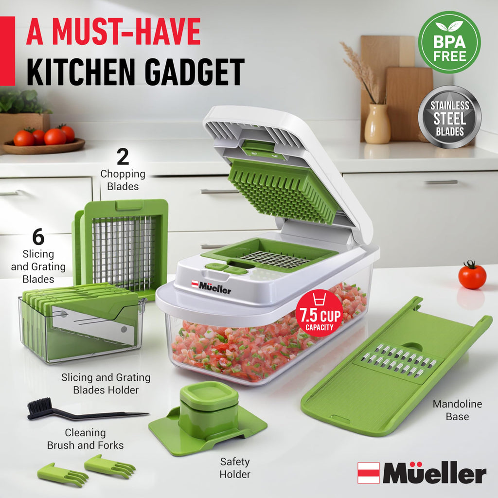 Mueller The Real Original Pro Chopper since 2013 Vegetable Chopper Mandoline Slicer, 8 Blade Food Veggie Chopper Onion Vegetable Cutter with Container, Kitchen Gadgets & Essentials, (10 in 1)