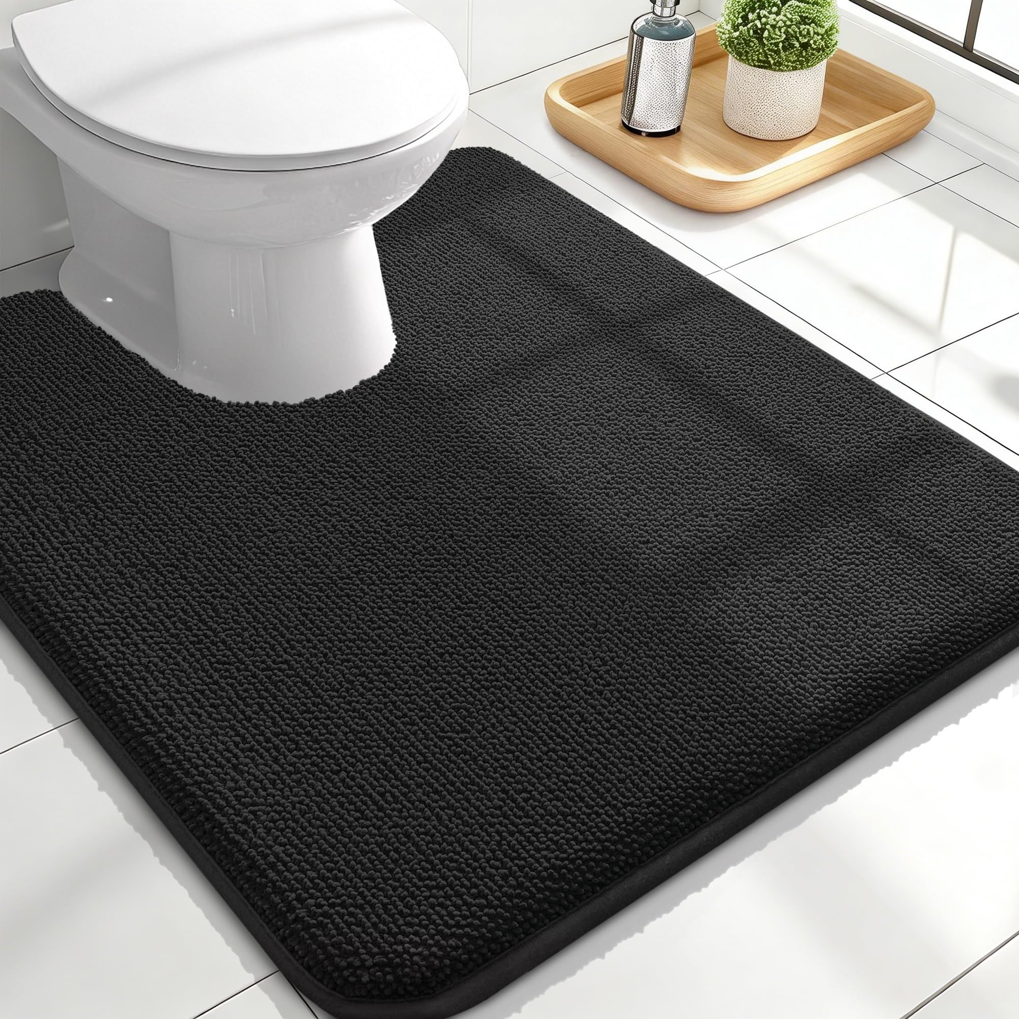 OLANLY Thick Memory Foam Bath Mat Rug 30x20, Extra Soft Absorbent Bathroom Rugs, Quick Dry Bath Mats, Non-Slip, Machine Washable Carpet for Bathroom, Tub and Shower, Home Decor Accessories, Grey