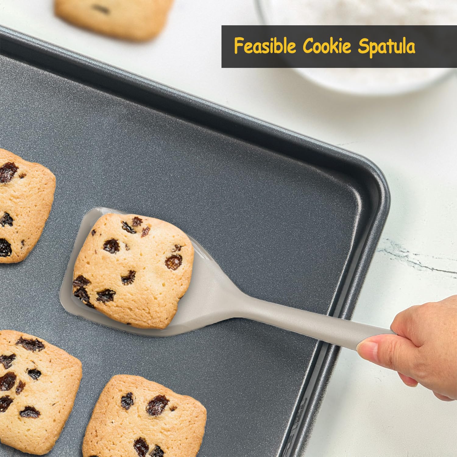 Silicone Spatula Set, 600°F Heat Resistant Silicone Spatula Turner Flipper for Cooking, Non Stick and Non Scratch Kitchen Utensils for Eggs & Pancakes, 4 Pack, Black