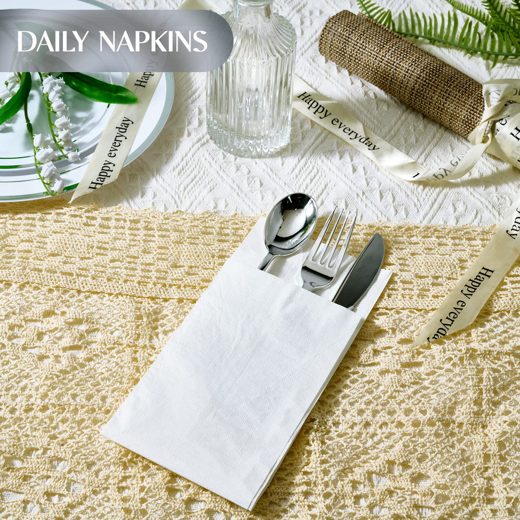 Vplus 600 Pack Paper Napkins Guest Towels Disposable Premium Quality 3-ply Dinner Napkins Disposable Soft, Absorbent, for Kitchen, Wedding, Parties, Dinners or Events(Gold)