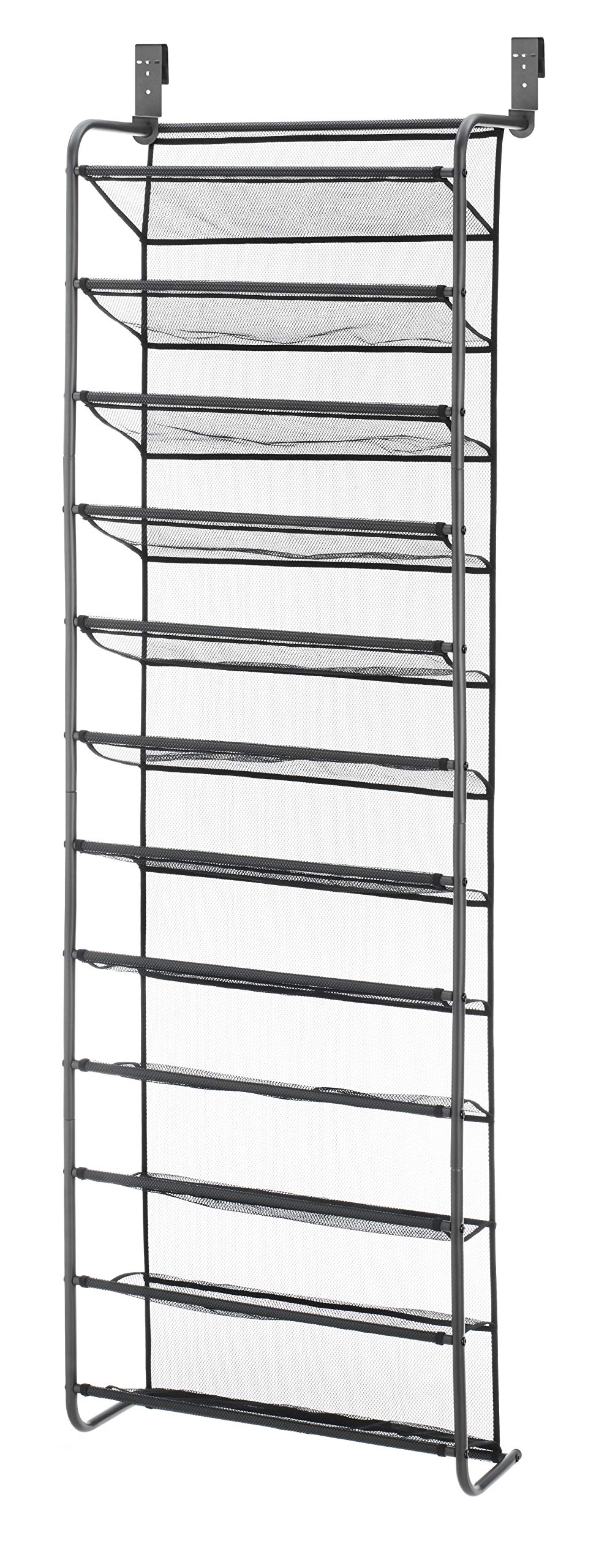 Whitmor 36 Pair Over the Door Shoe Organizer, 12 Tier Hanging Shoe Organizer, Heavy Duty Metal & Mesh Shoe Holder, Hanging Shoe Rack for Closet Organizer & Storage, 74"L x 21.7"W x 7.5"H, White