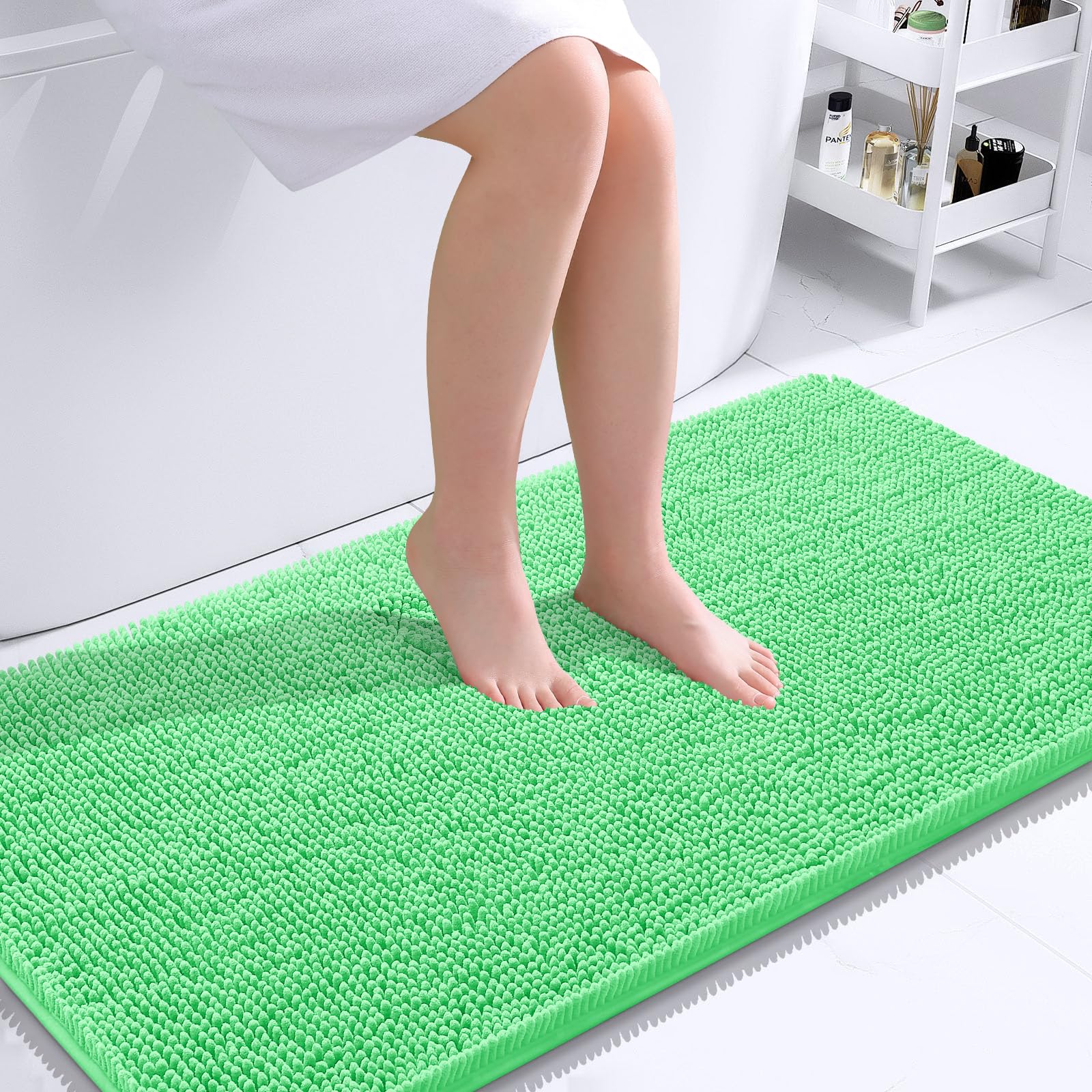 OLANLY Bathroom Rugs 30x20, Extra Soft Absorbent Chenille Bath Rugs, Rubber Backing Quick Dry, Machine Washable Bath Mats for Bathroom Floor, Tub and Shower, Home Decor Accessories, Grey