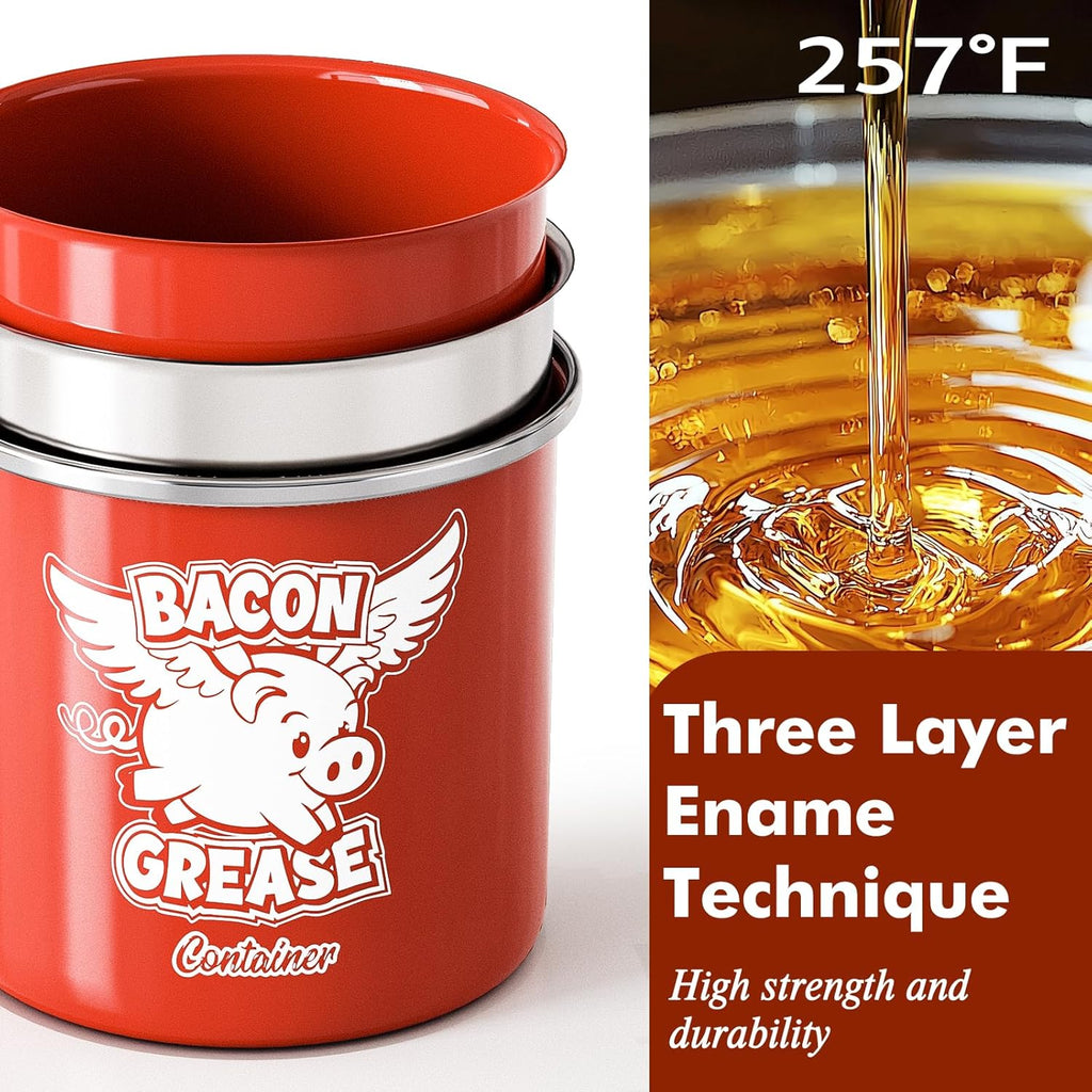 Red Meat Chopper And 15OZ Red Bacon Grease Container
