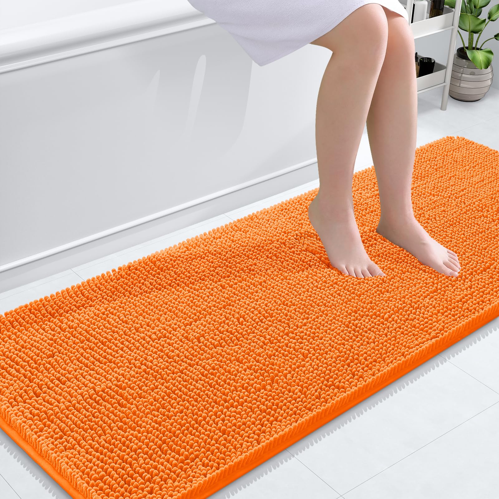 OLANLY Bathroom Rugs 30x20, Extra Soft Absorbent Chenille Bath Rugs, Rubber Backing Quick Dry, Machine Washable Bath Mats for Bathroom Floor, Tub and Shower, Home Decor Accessories, Grey