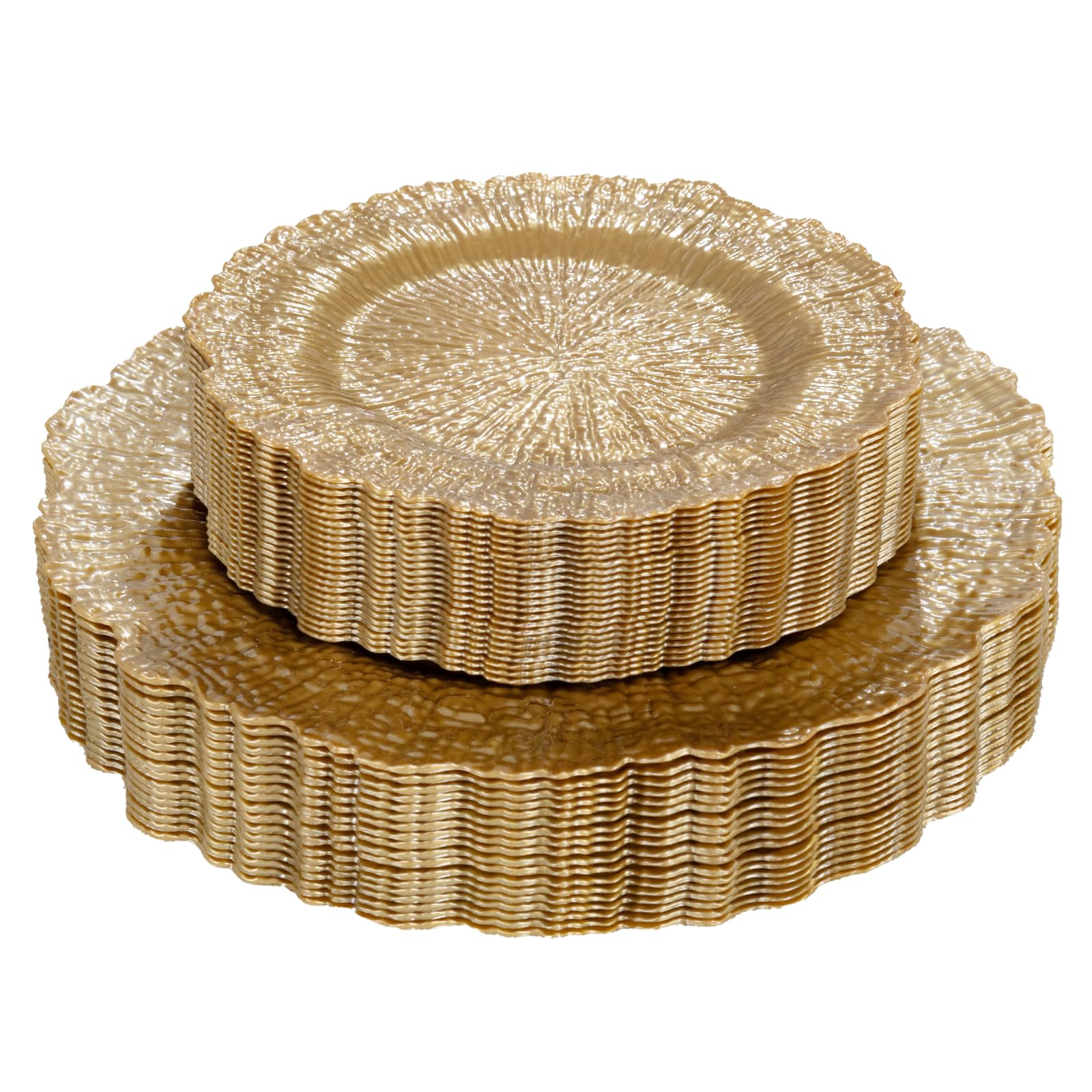 DaYammi 60Pcs Gold Plastic Plates-Elegant Gold Plates Disposable & Reusable-Heavy Duty Plastic Plates for Party Including 30 Dinner Plate, 30 Dessert Plate for Weddings,Dinner Parties