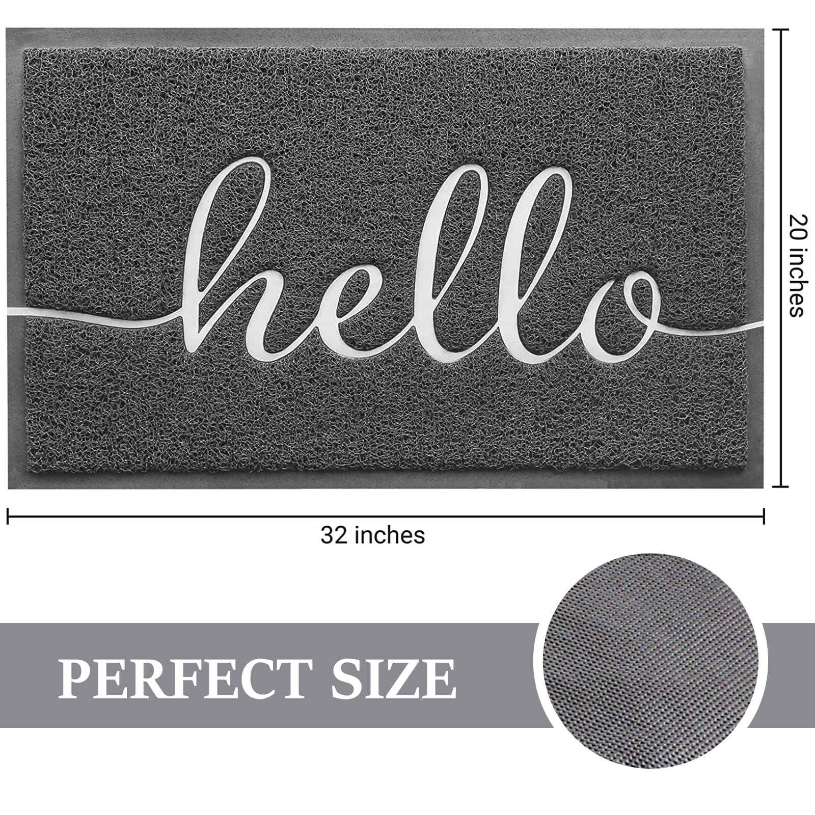 Door Mat (30"x17.5",Black), Welcome Mat Low Profile Front Doormat Floor Mat Non Slip Rugs for Entryway, Patio, High Traffic Areas