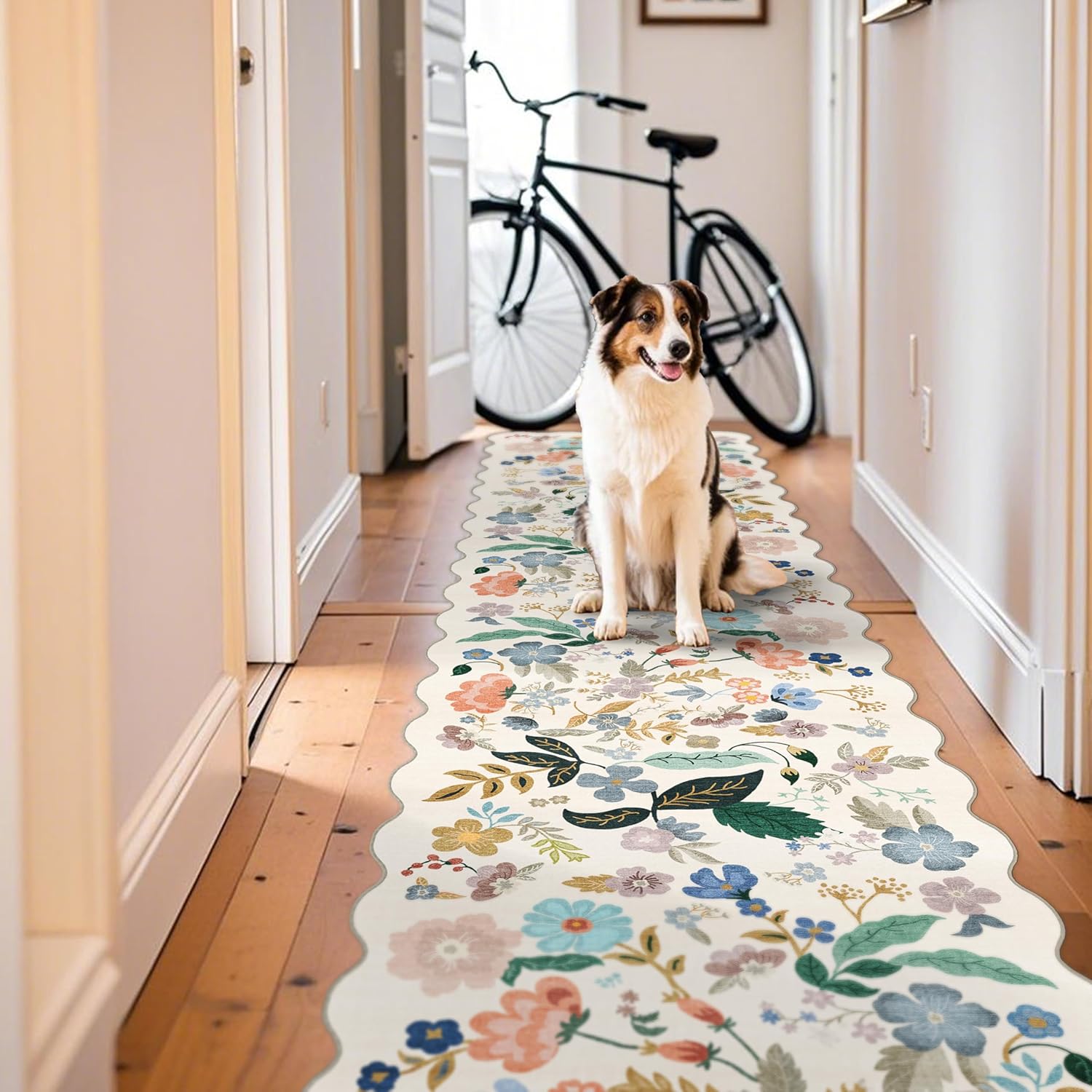 Washable 2x3 Entryway Area Rug - Neutral Kitchen Rug Runner Vintage Soft Floor Mat Non Slip Indoor Farmhouse Carpet for Bathroom Living Room Bedroom (2 X 3, Beige)