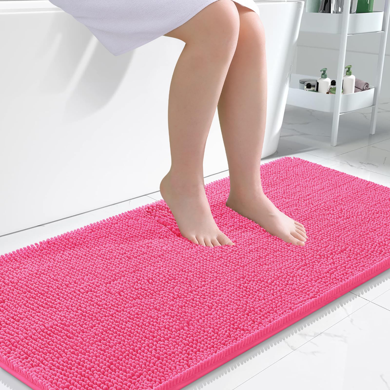 OLANLY Bathroom Rugs 30x20, Extra Soft Absorbent Chenille Bath Rugs, Rubber Backing Quick Dry, Machine Washable Bath Mats for Bathroom Floor, Tub and Shower, Home Decor Accessories, Grey