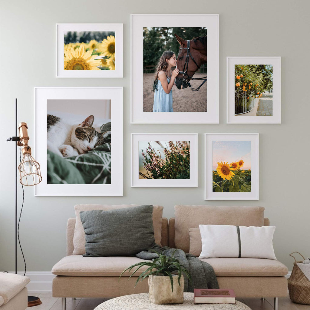 upsimples 8x10 Picture Frame Set of 5, Display Pictures 5x7 with Mat or 8 x 10 Without, Wall Gallery Photo Frames, Black