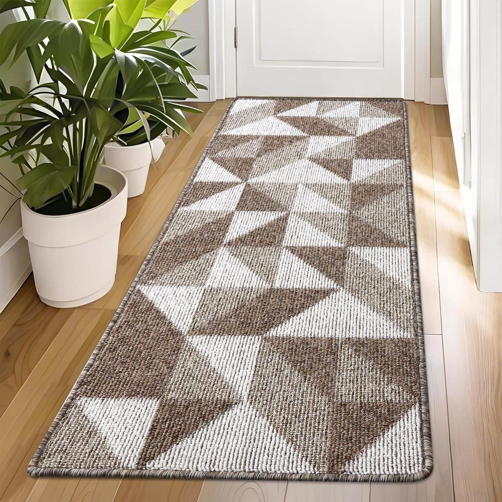 OLANLY Door Mat Indoor Entrance Washable 32x20, Odor-Free Low-Profile Front Back Geometric Doormat, Absorbent Resist Dirt Entry Carpet, Easy to Clean Sturdy Inside Floor Mats for Entryway, Black