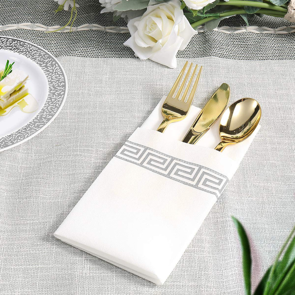Vplus 200 PACK Guest Towels Disposable Bathroom, Decorative Bathroom Napkins, Soft and Absorbent Disposable Dinner Napkins Cloth Like for Kitchen, Parties, Weddings, Christmas Party（Gold)