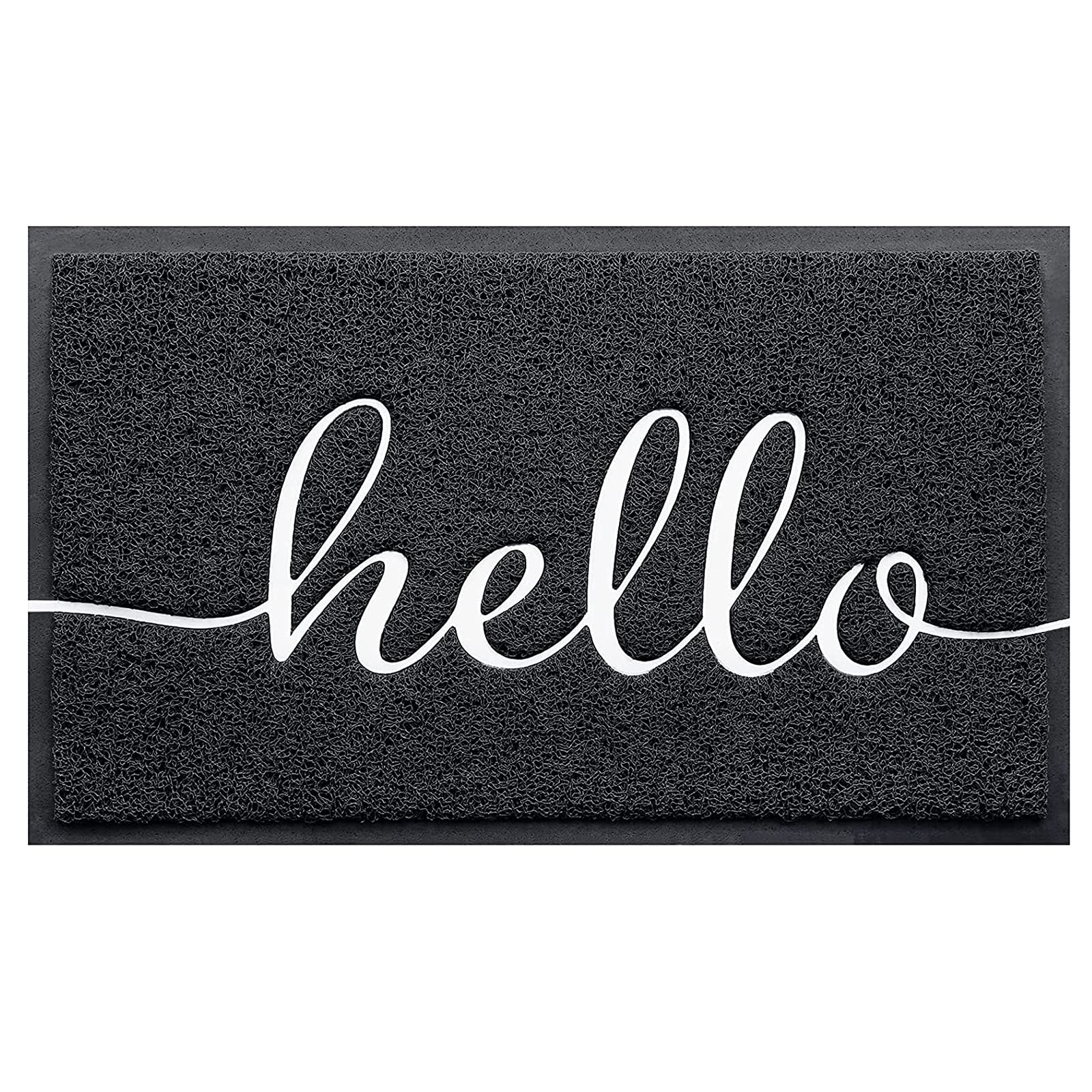 Door Mat (30"x17.5",Black), Welcome Mat Low Profile Front Doormat Floor Mat Non Slip Rugs for Entryway, Patio, High Traffic Areas
