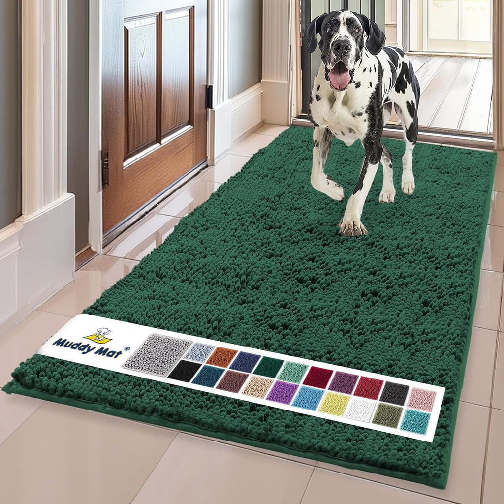Muddy Mat® | Super Absorbent Door Mat Indoor, Microfiber Quick Dry Chenille Entryway Rug, Non-Slip Front Door Mat, Indoor Mats for Entryway, Machine Washable Pet Rug, Grey 30"x19"
