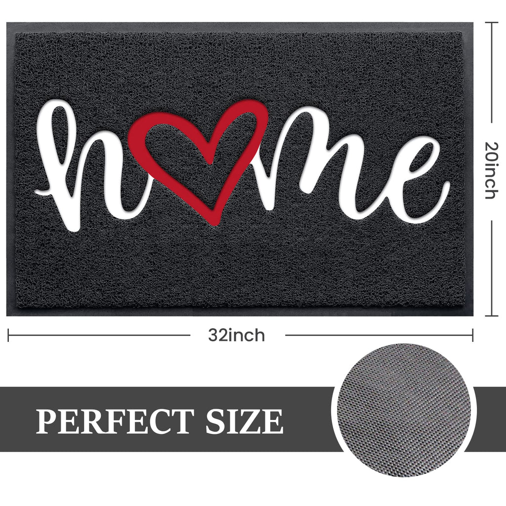 Door Mat (30"x17.5",Black), Welcome Mat Low Profile Front Doormat Floor Mat Non Slip Rugs for Entryway, Patio, High Traffic Areas