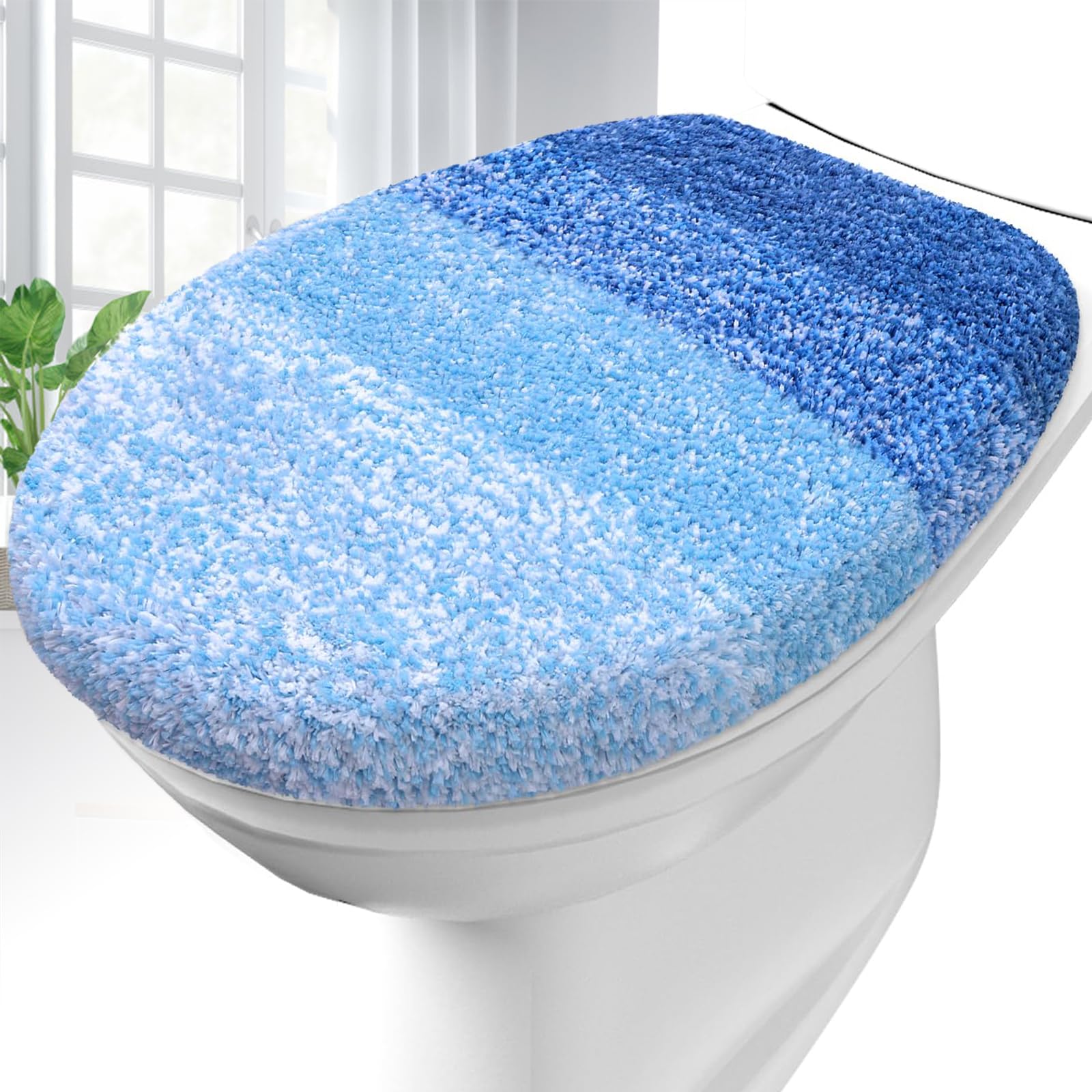 OLANLY Soft Microfiber Bathroom Toilet Lid Cover, Machine Washable Seat Covers, 17.5x15, Stays in Place Rubber Backing, Fits Most Round, Elongated and Oblong Lids, Accessories Decor, Gray
