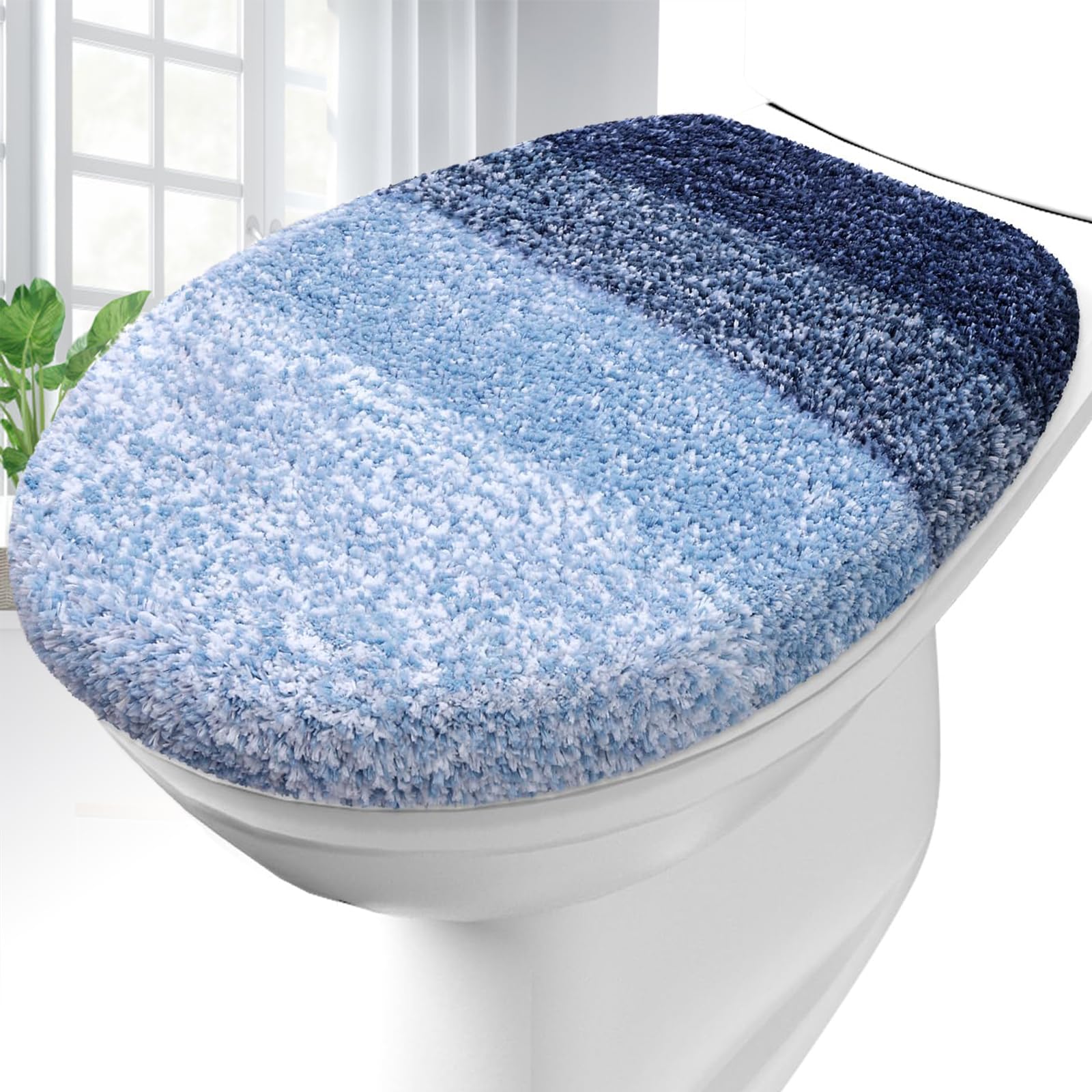 OLANLY Soft Microfiber Bathroom Toilet Lid Cover, Machine Washable Seat Covers, 17.5x15, Stays in Place Rubber Backing, Fits Most Round, Elongated and Oblong Lids, Accessories Decor, Gray