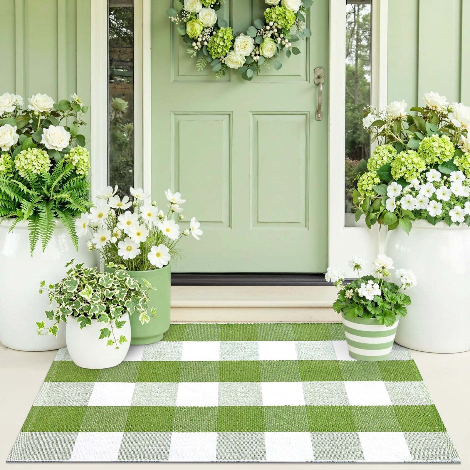 OLANLY Black and White Striped Rug 2'4" x 3'7" (27.5" x 43") – Washable Cotton Indoor Outdoor Doormat for Front Door, Entryway, Kitchen, Porch, Patio Decor