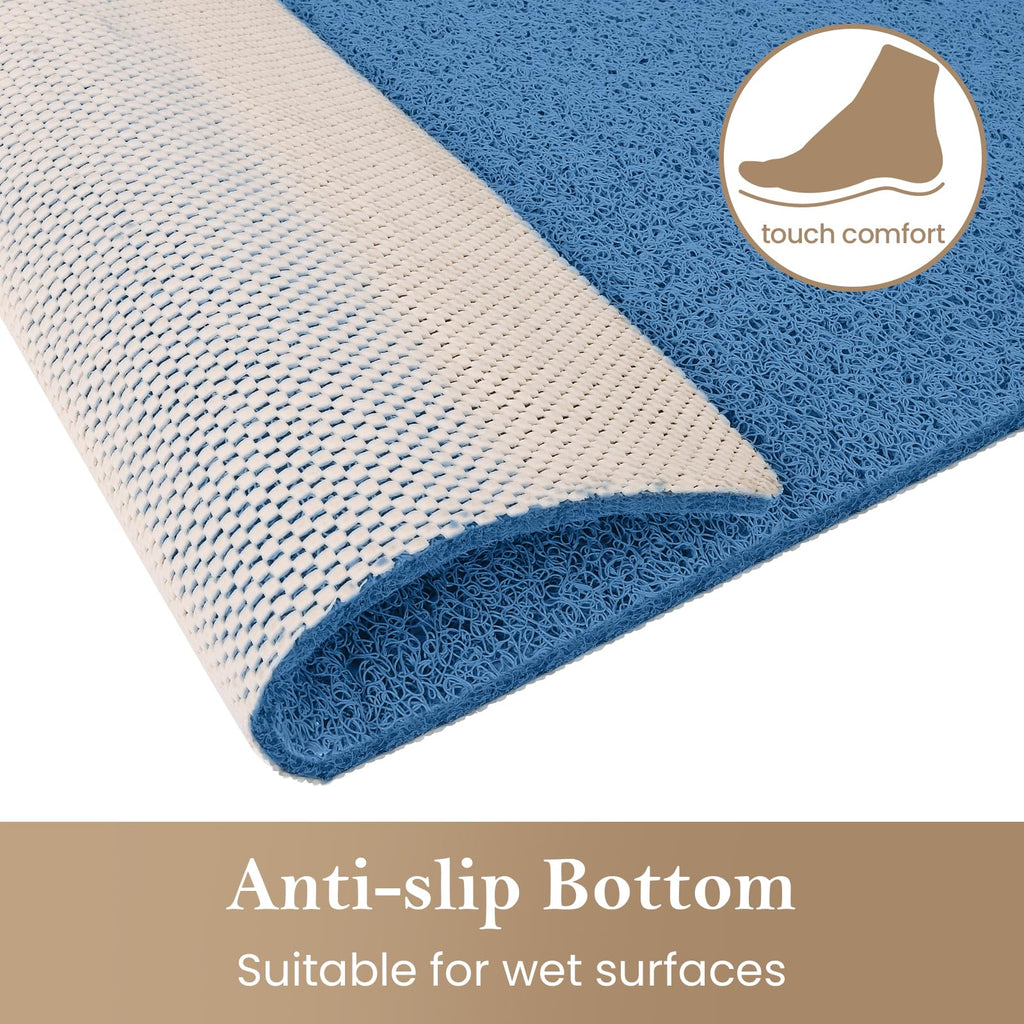 PVC Loofah Shower/Bathtub Mat Non-Slip, 24x16 inch, Soft Tub Mat with Drain, for Tub and Bathroom,Quick Drying,Grey