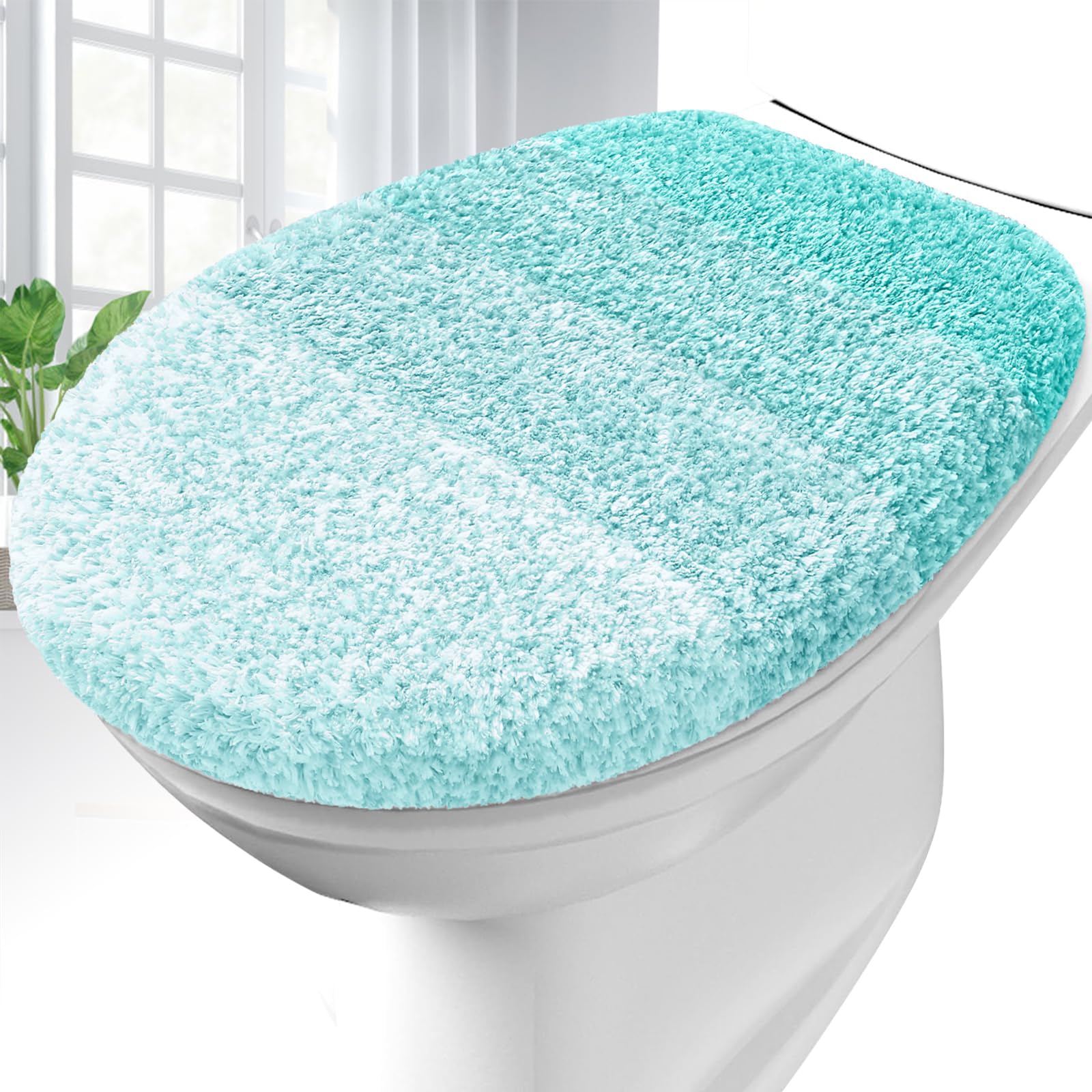 OLANLY Soft Microfiber Bathroom Toilet Lid Cover, Machine Washable Seat Covers, 17.5x15, Stays in Place Rubber Backing, Fits Most Round, Elongated and Oblong Lids, Accessories Decor, Gray