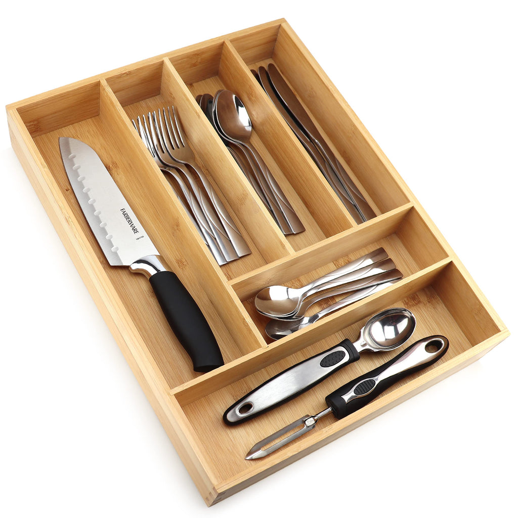 Silverware Organizer - Expandable Kitchen Drawer Organizer - Adjustable Kitchen Drawer Organizer for Utensils, Expandable to 22 Inches Wide, 10 Compartments, Silverware Tray for Drawer