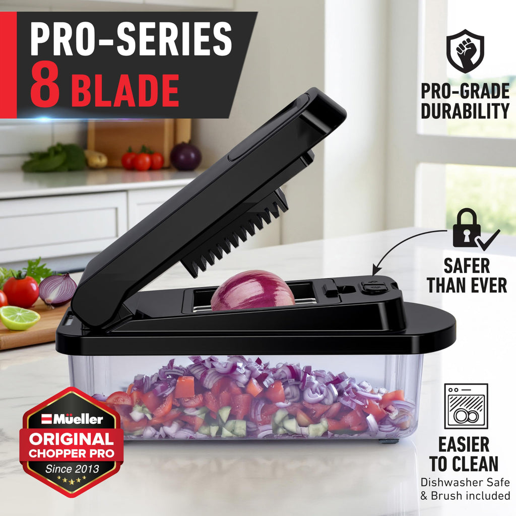 Mueller The Real Original Pro Chopper since 2013 Vegetable Chopper Mandoline Slicer, 8 Blade Food Veggie Chopper Onion Vegetable Cutter with Container, Kitchen Gadgets & Essentials, (10 in 1)