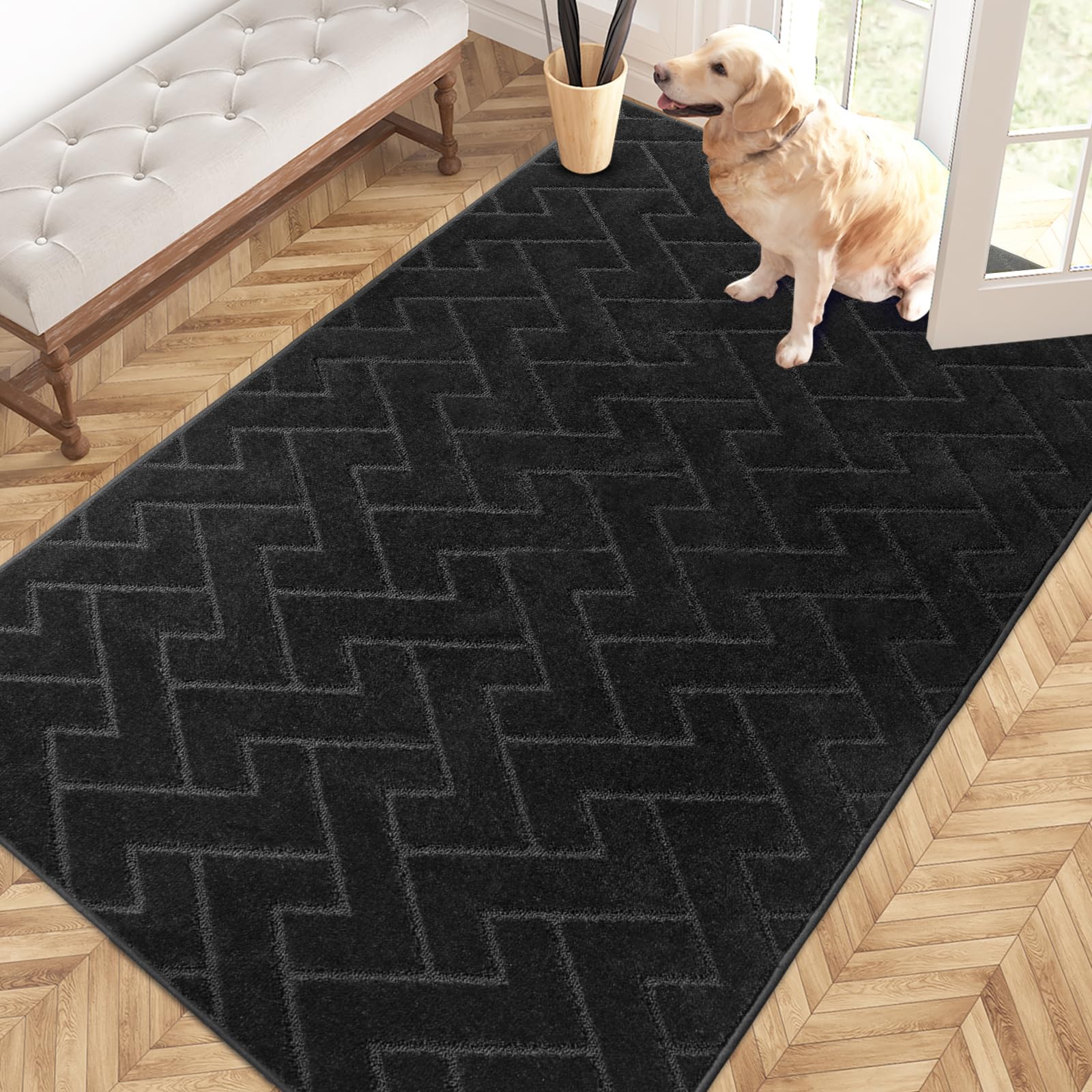 PURRUGS Dirt Trapping Door Mat 20" x 31.5", Non-Slip Machine Washable Entry Rug, Dog Doormat, Indoor Front Door Mat, Super Absorbent Entryway Rug for Muddy Shoes & Paws, Taupe