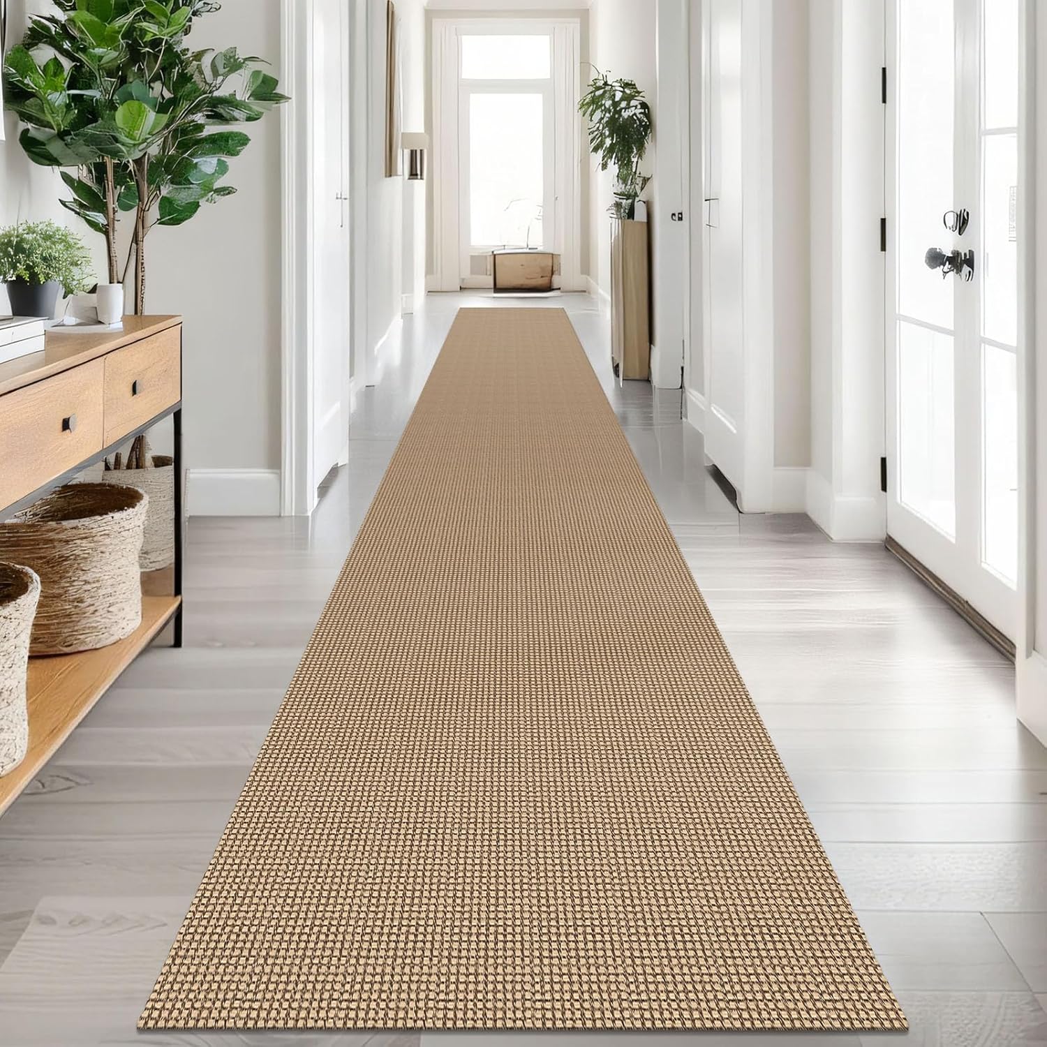 IOHOUZE Small Area Rug 2x3 Washable Woven Rugs for Entryway Non Slip Rubber Backed Kitchen Rugs Indoor Outdoor Doormat Throw Rug Floor Carpet for Entrance Front Door, Orange/Tan/Brown