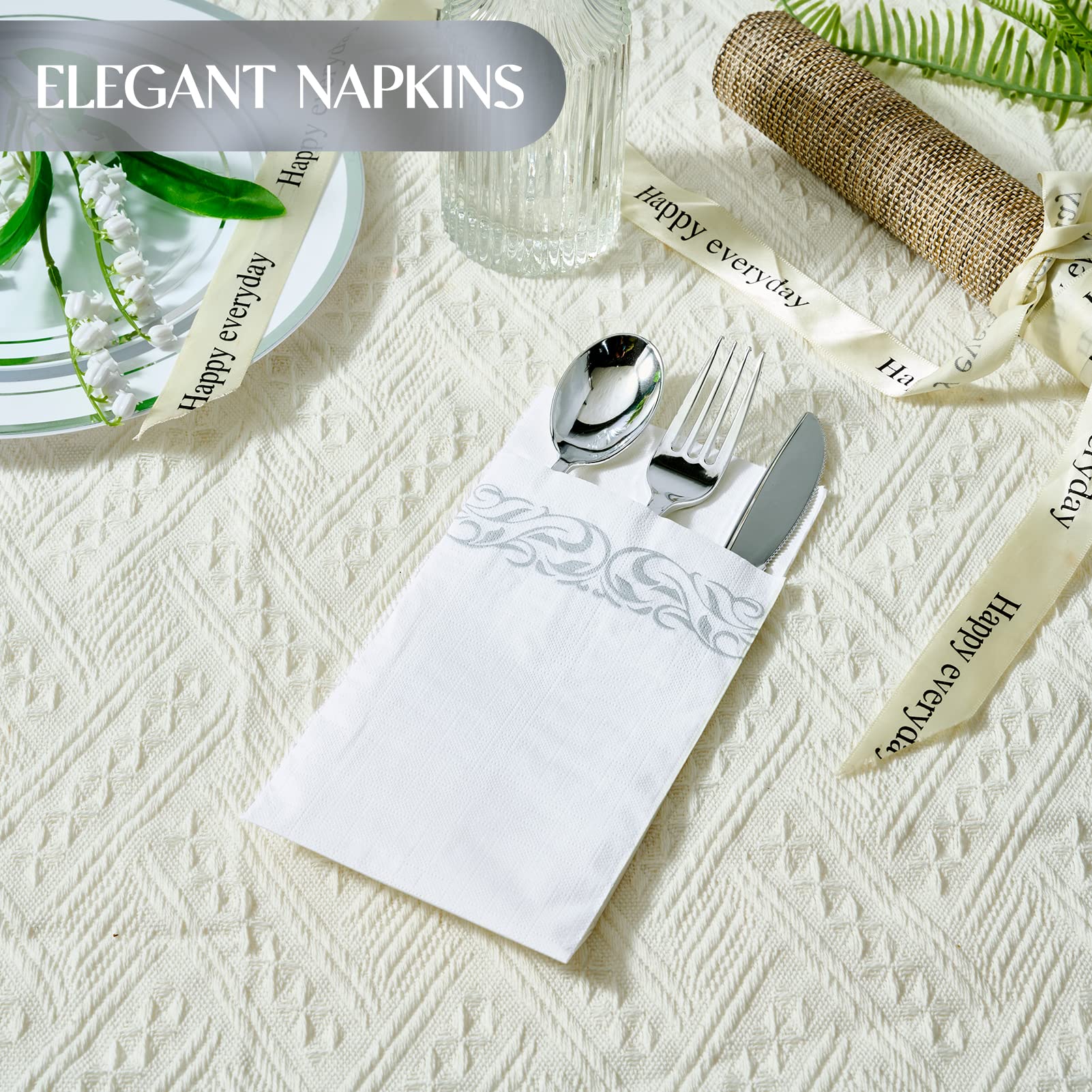 Vplus 200 Pack Paper Napkins Guest Towels Disposable Premium Quality 3-ply Dinner Napkins Disposable Soft, Absorbent, Perfect for Kitchen, Wedding, Parties, Dinners or Events (Gold)