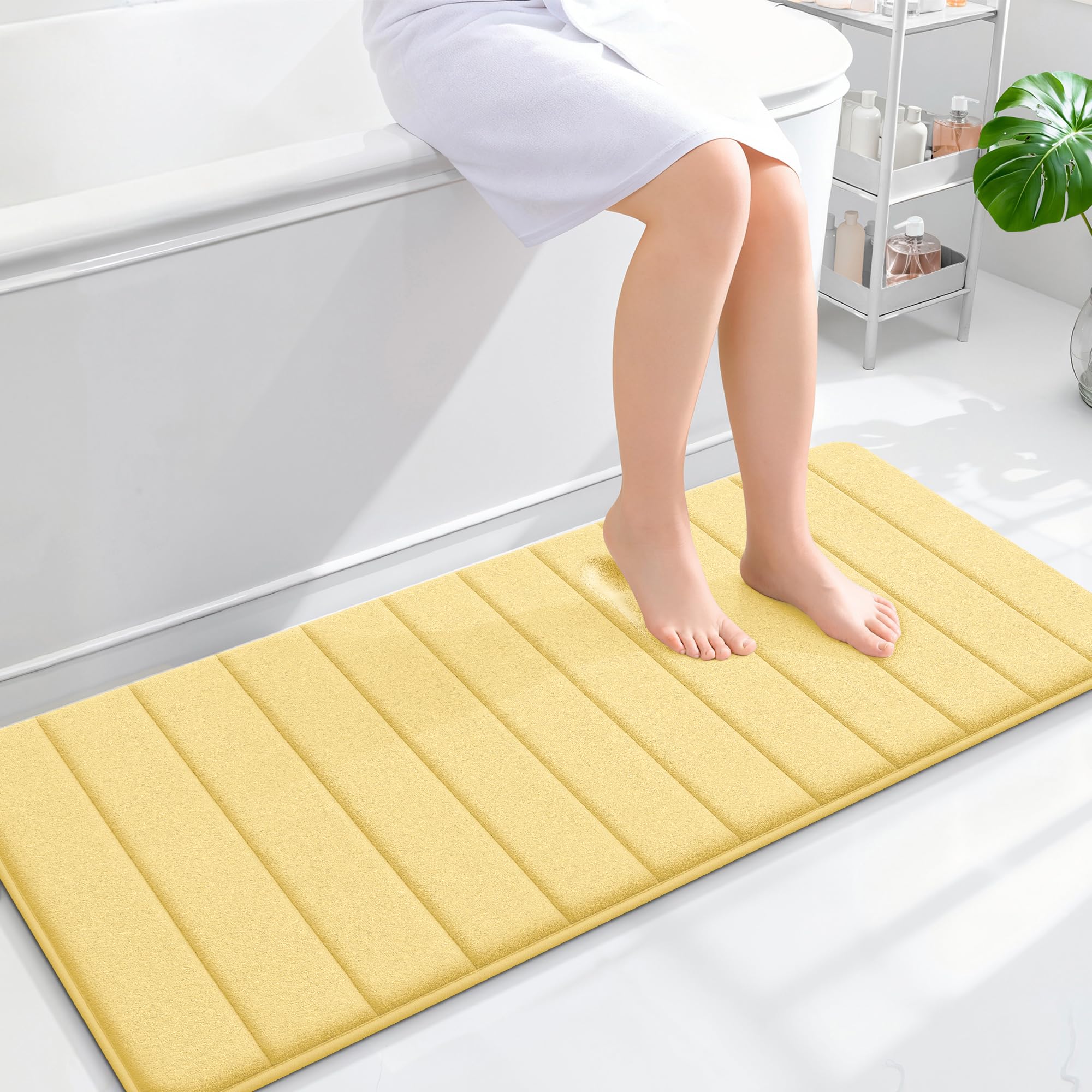 OLANLY Memory Foam Bath Mat 30x20, Super Soft Absorbent Bathroom Rugs, Quick Dry, Machine Washable Shower Floor Rugs, Bathmat Carpet, Bathroom Home Decor Accessories, Grey