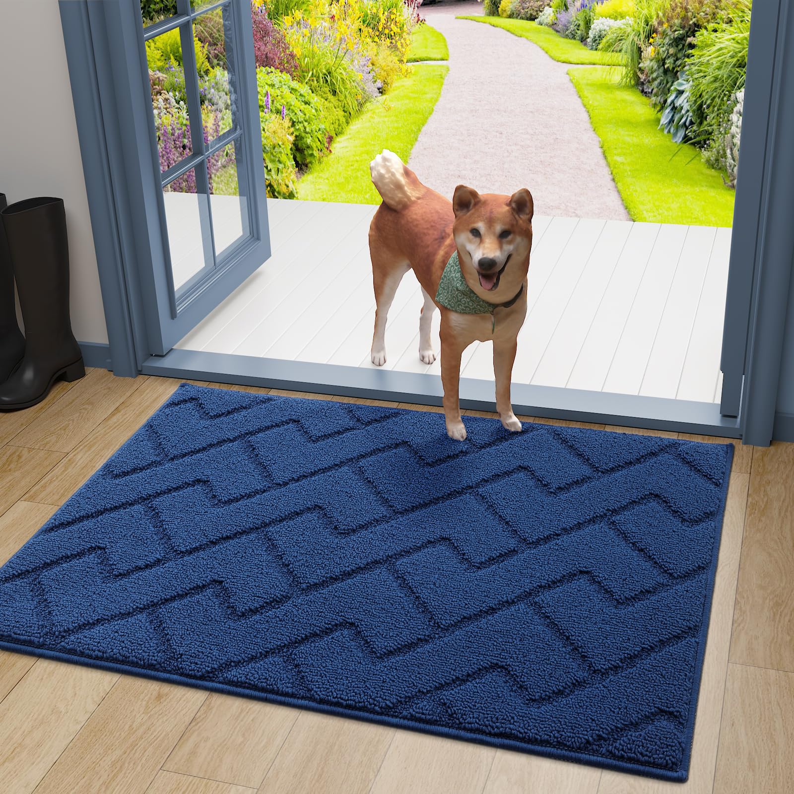 OLANLY Indoor Door Mat, 32x20, Dirt Resistant and Absorbent, Sturdy Non-Slip Rubber Backing, Easy to Clean, Washable Low-Profile Doormat for Entryway, Grey