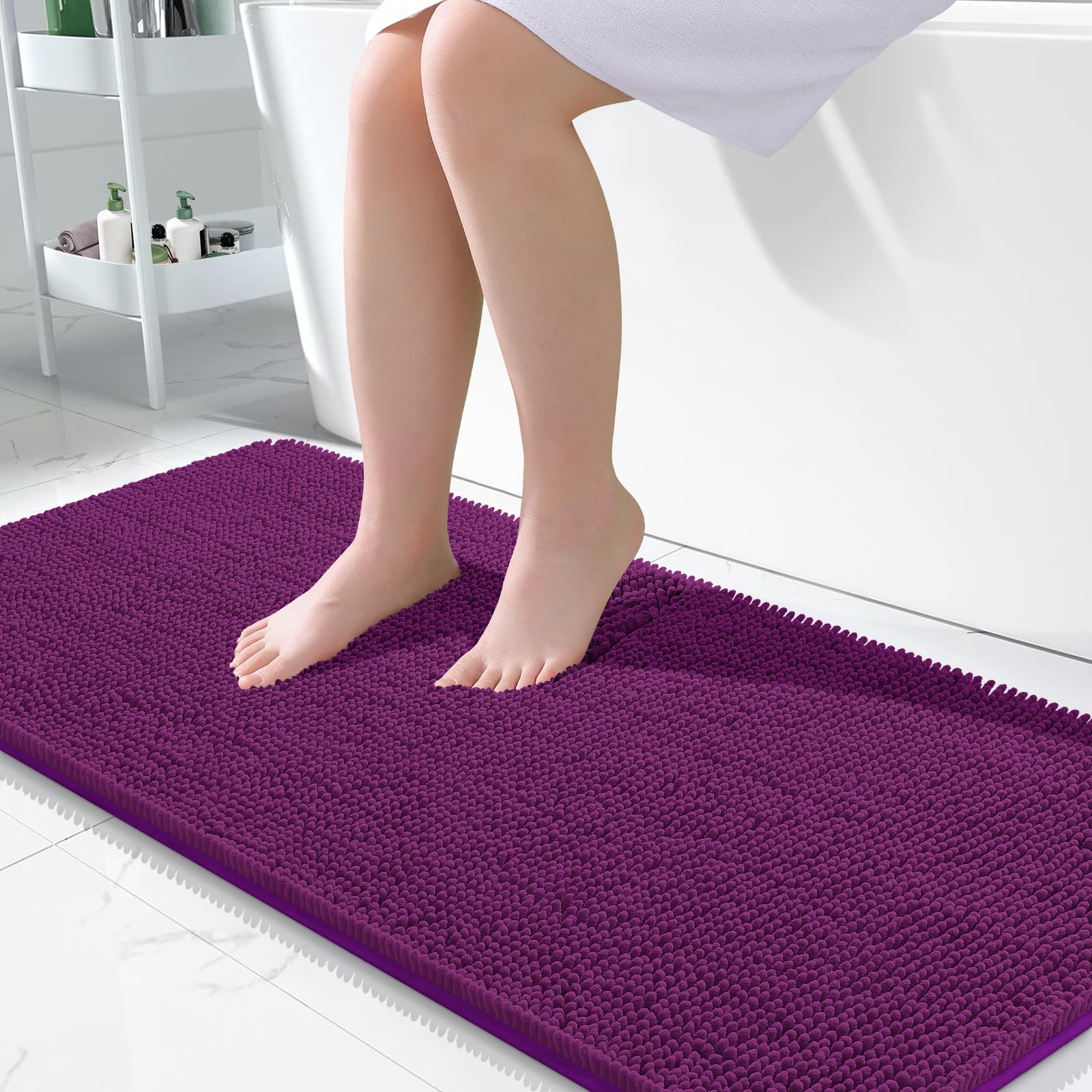 OLANLY Bathroom Rugs 30x20, Extra Soft Absorbent Chenille Bath Rugs, Rubber Backing Quick Dry, Machine Washable Bath Mats for Bathroom Floor, Tub and Shower, Home Decor Accessories, Grey
