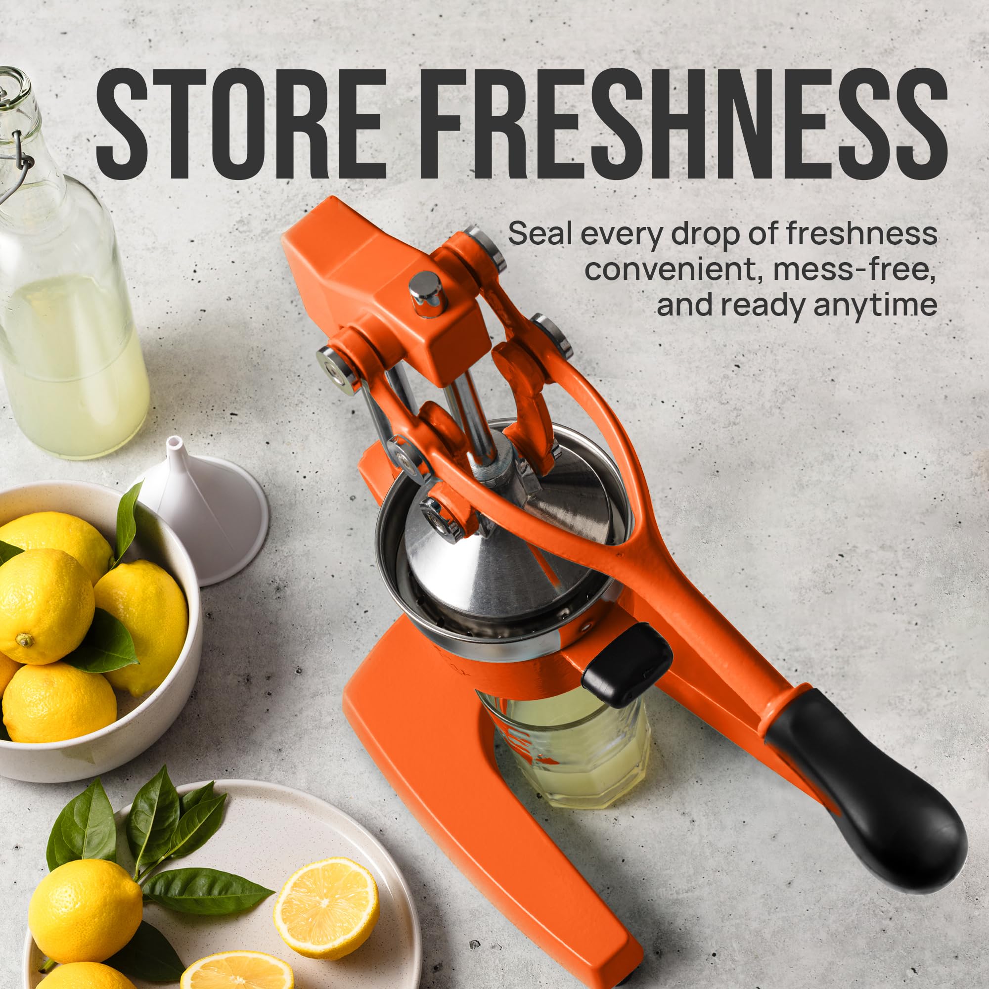 Zulay Kitchen Cast Iron Juicer - Easy-to-Clean Heavy-Duty Manual Juicer, Professional Citrus Juicer - Stainless Steel Lemon Squeezer - Manual Citrus Press & Orange Squeezer - Orange Juicer (Black)