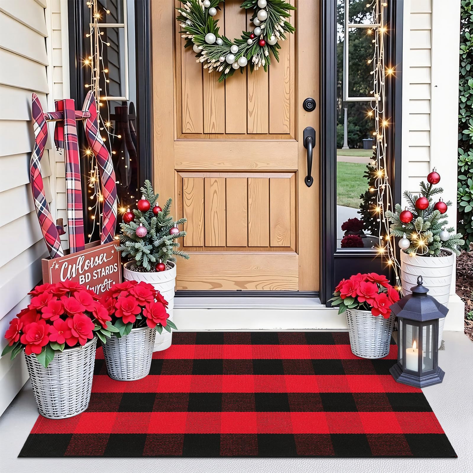 OLANLY Black and White Striped Rug 2'4" x 3'7" (27.5" x 43") – Washable Cotton Indoor Outdoor Doormat for Front Door, Entryway, Kitchen, Porch, Patio Decor