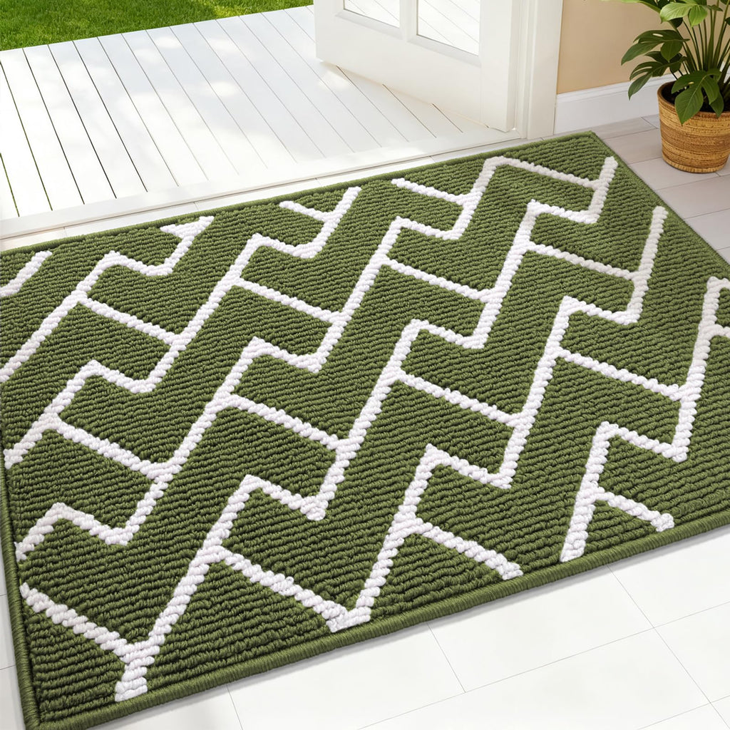 OLANLY Front Door Mat, Non-Slip Rubber Backing, Dirt Resistant and Absorbent, Washable, Easy to Clean Low-Profile Indoor Doormat for Back Door, Entryway, Inside Entrance, 32x20, Grey