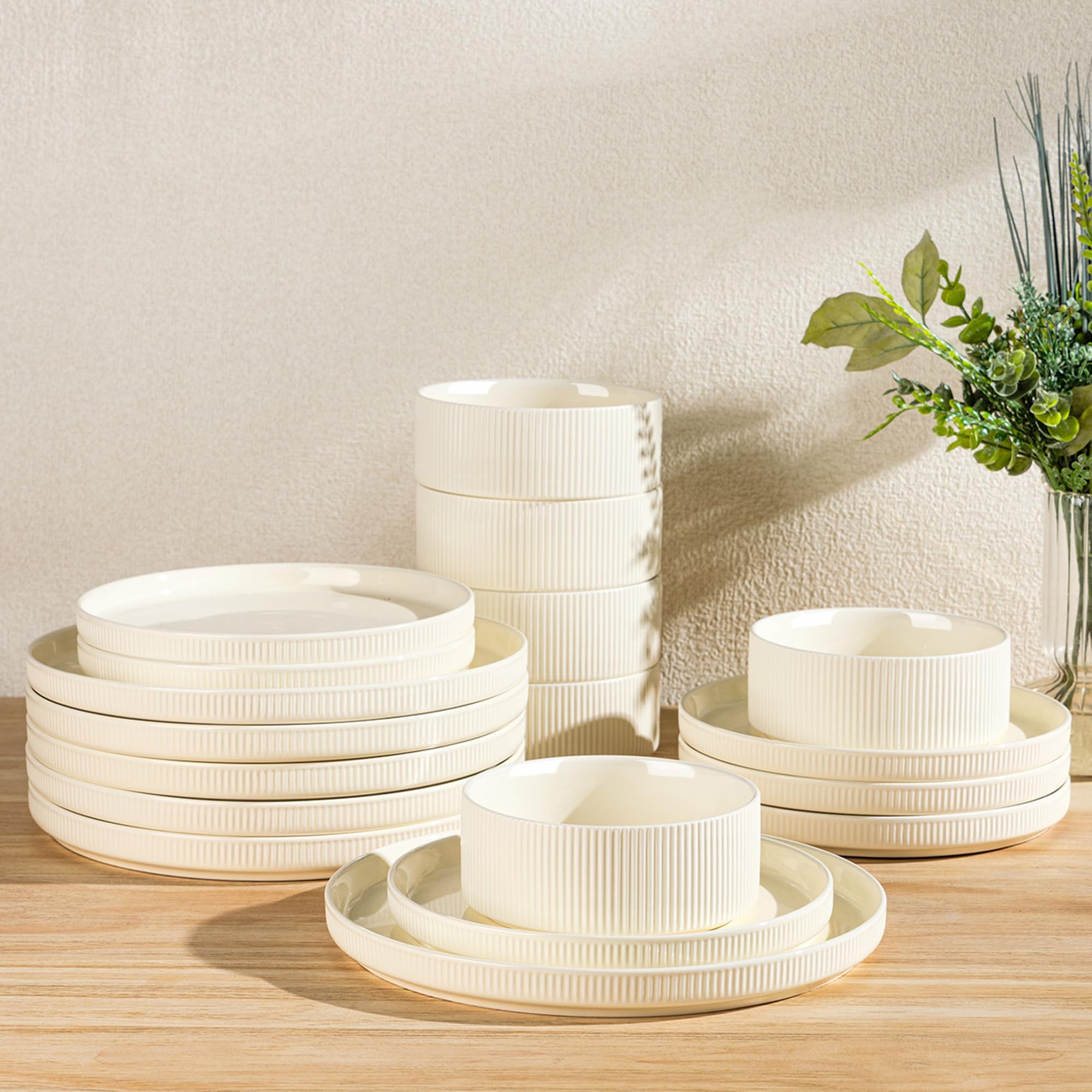 TheTerra Ceramic Dinnerware Sets for 4, 12 Pieces Porcelain Lightweight Speckled Plates and Bowls Sets, Scratch Resistant Dish Set, Oven & Microwave & Dishwasher Safe