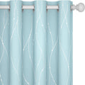 Deconovo Blackout Curtains, Grey Curtain, Thermal Insulated Soundproof Curtain Drapes, Wave Dot Foil Print, 52 x 84 Inch, 2 Panels, Machine‑Washable Privacy Window Drape for Bedroom Living Room Office