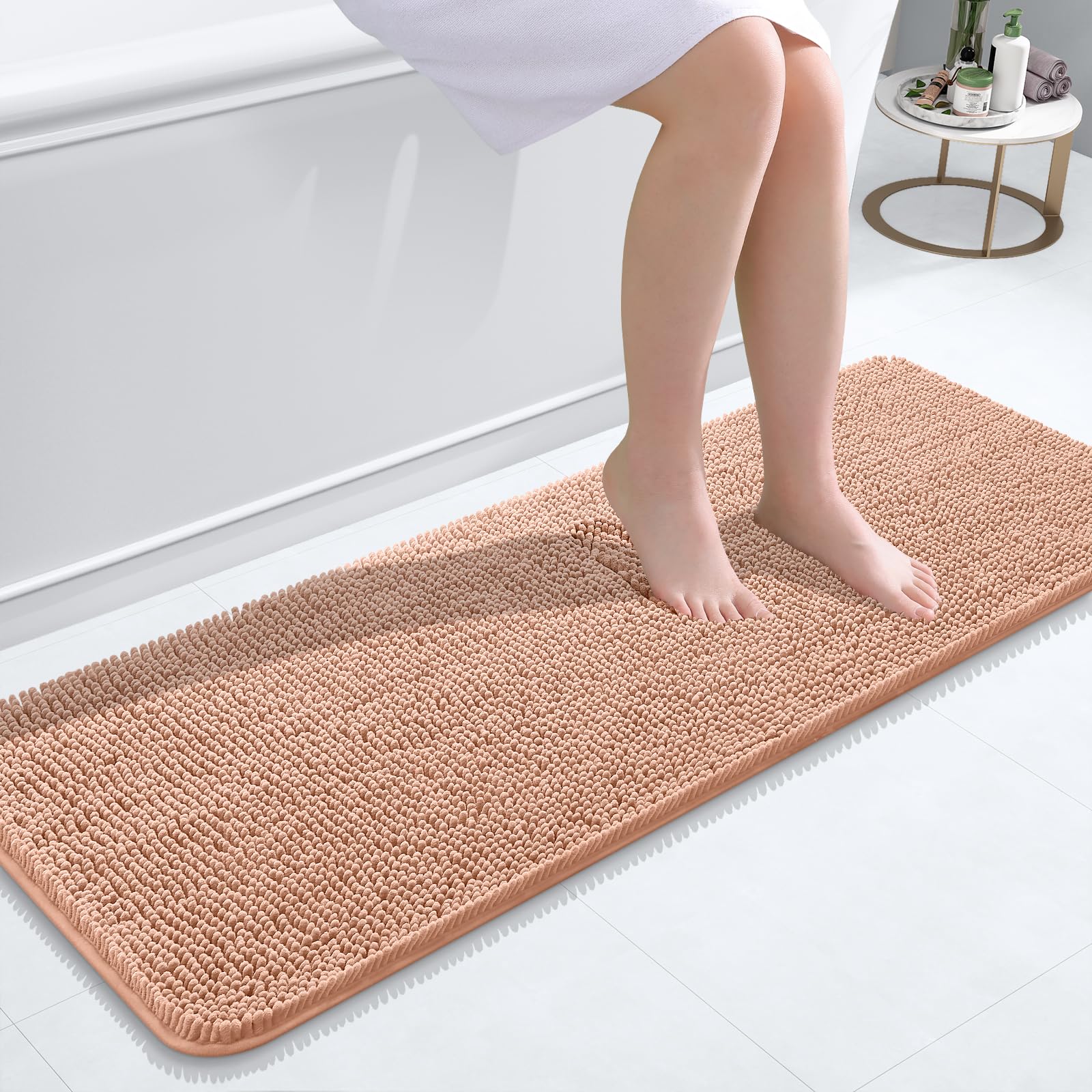 OLANLY Bathroom Rugs 30x20, Extra Soft Absorbent Chenille Bath Rugs, Rubber Backing Quick Dry, Machine Washable Bath Mats for Bathroom Floor, Tub and Shower, Home Decor Accessories, Grey