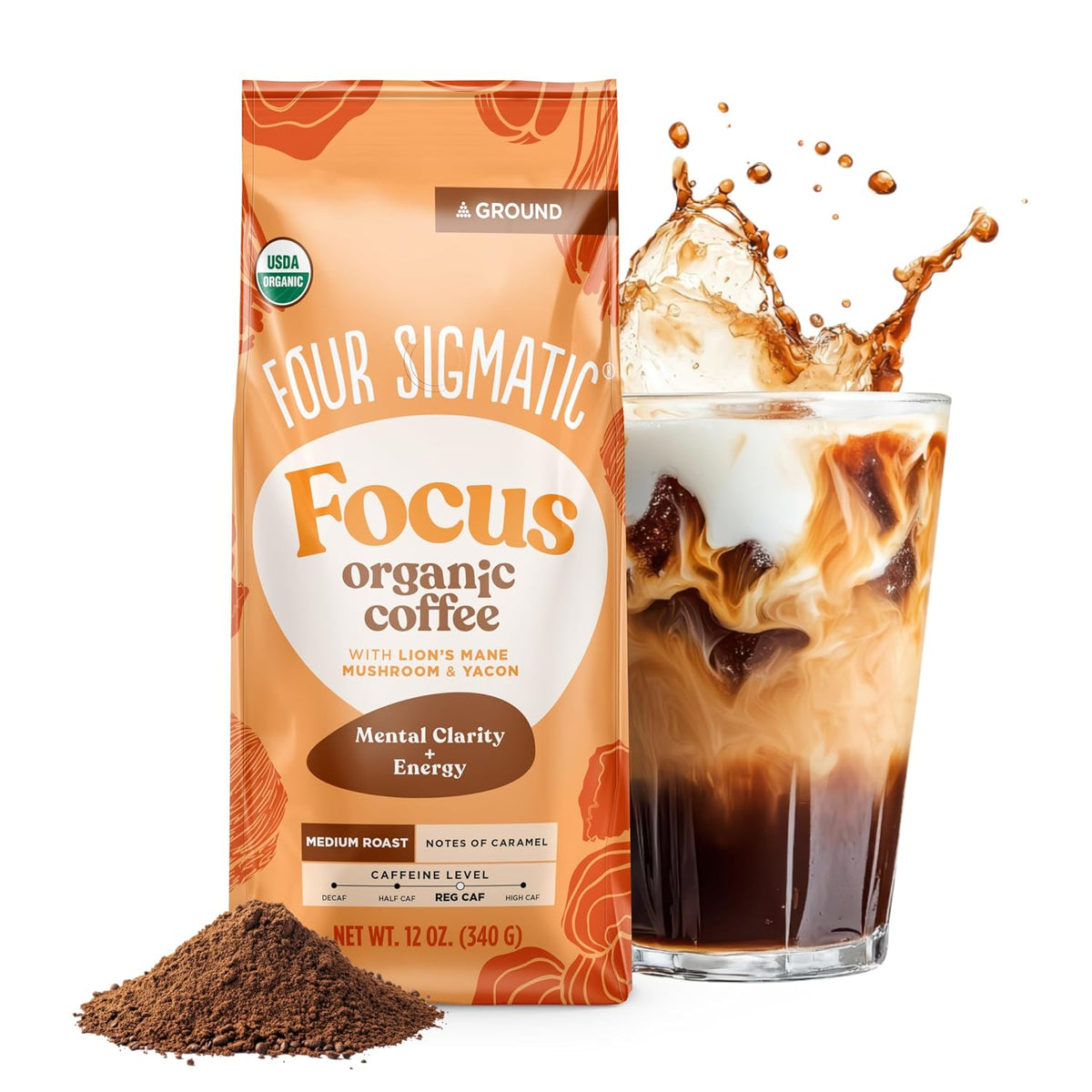 Four Sigmatic Gut Health Organic Ground Coffee | Medium Roast, Immune Boosting Probiotic Mushroom Coffee with Chaga & Turkey Tail for Gut Health & Immune Support | 12oz Bag