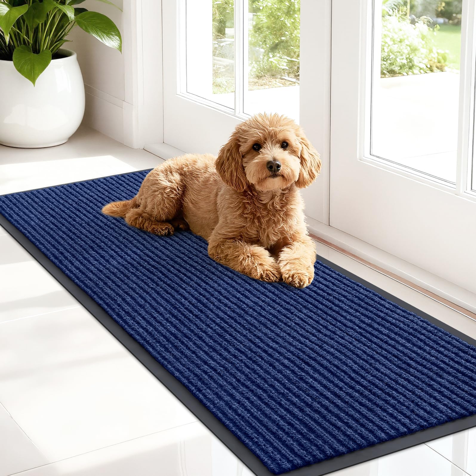 OLANLY Front Door Mat Indoor Outdoor Entrance, Waterproof Heavy Duty Doormat, Fade Resistant, Low Profile, Easy Clean Patio Porch Welcome Floor Mats for Entry, 29.5x17, Grey