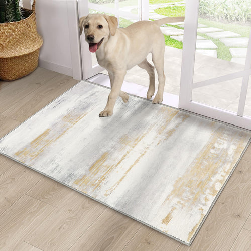 CRISTGEE Door Mat, Front Indoor Door Mat Faux Wool Non-Slip Entryway Rug Absorbent Abstract Throw Rug for Indoor Entrance Hallway Laundry Room, High Traffic Areas, 20X32 Inches, Gray Washable