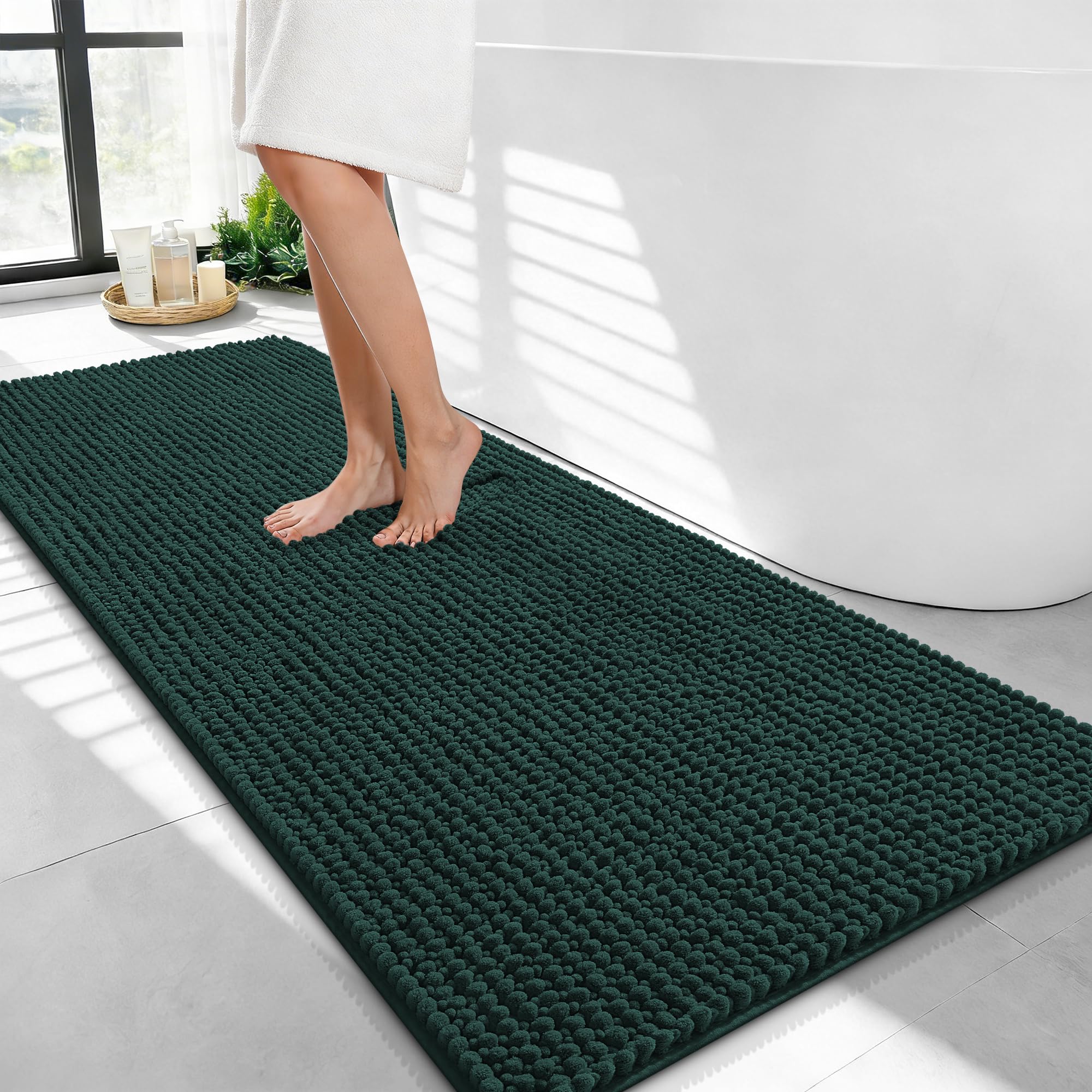 OLANLY Thick Bathroom Rugs 30x20, Extra Soft Absorbent Chenille Bath Rugs, Rubber Backing, Machine Wash Dry, Bath Mats for Bathroom Floor, Tub and Shower, Home Decor Accessories, Grey