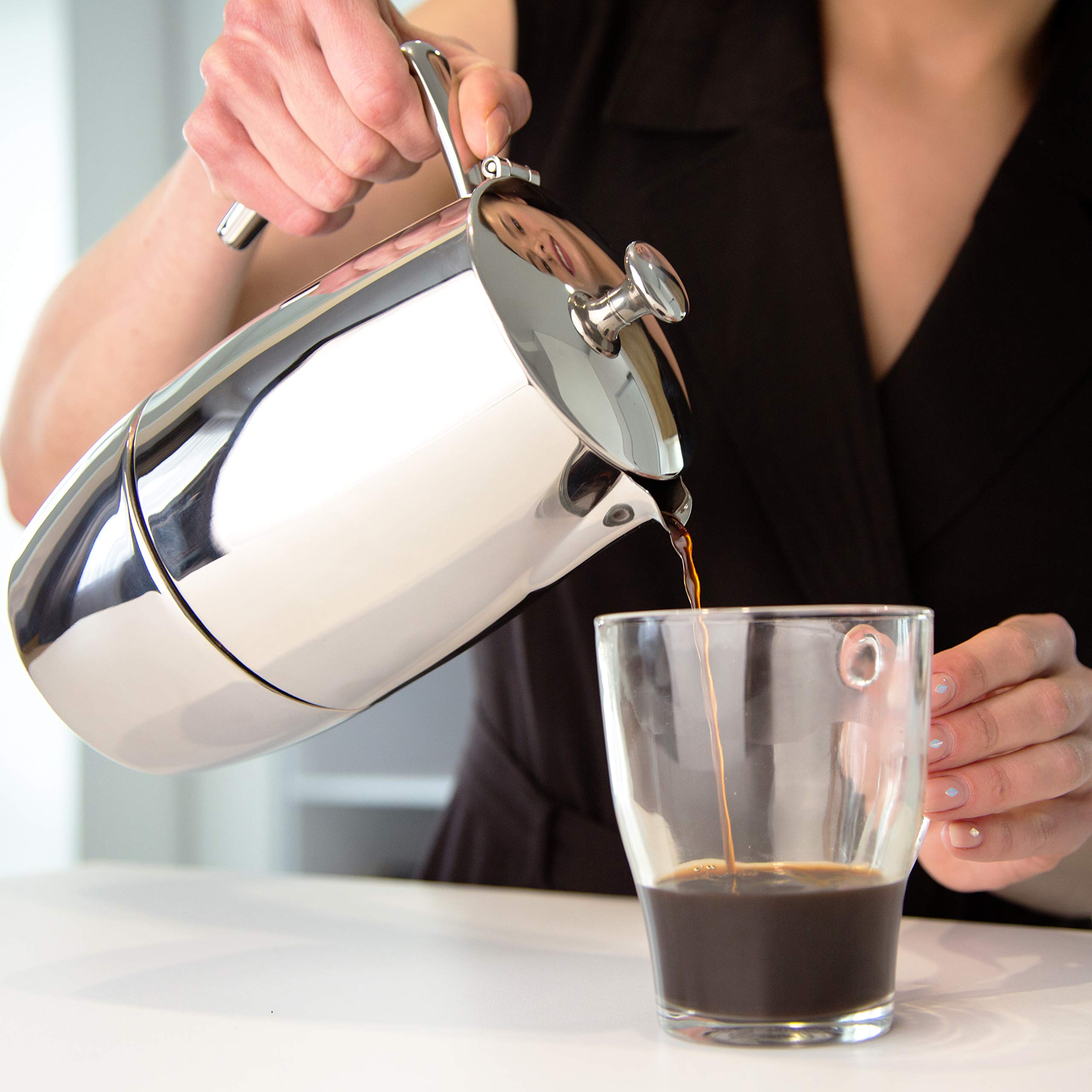 VeoHome Stovetop Espresso Coffee Maker - l Multi-Stove Stainless Steel Induction Moka Pot (300 mL)