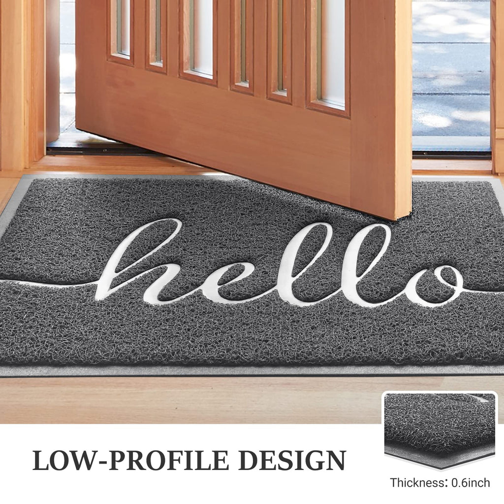 Door Mat (30"x17.5",Black), Welcome Mat Low Profile Front Doormat Floor Mat Non Slip Rugs for Entryway, Patio, High Traffic Areas